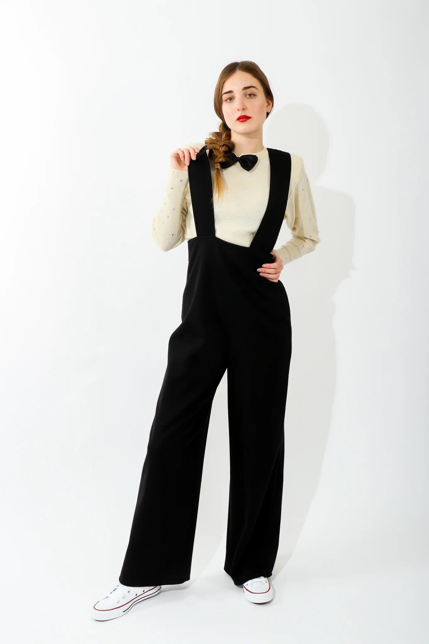 Black Knit Suspender Pant - Image 2
