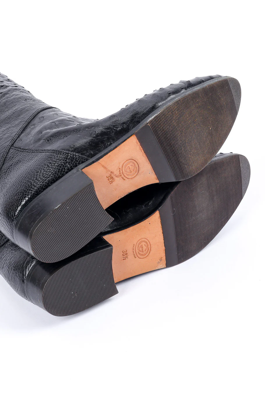 Black Ostrich Leather Riding Boots - Image 10