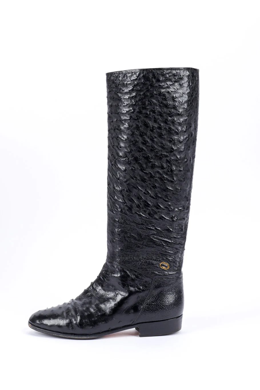 Black Ostrich Leather Riding Boots - Image 2