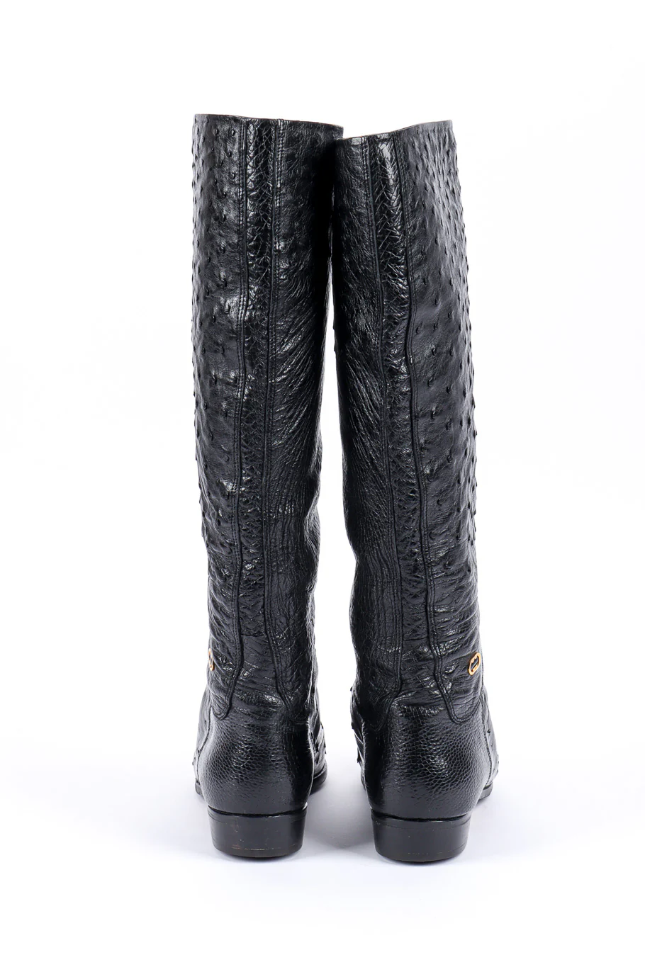 Black Ostrich Leather Riding Boots - Image 3