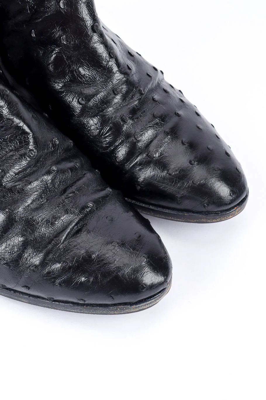 Black Ostrich Leather Riding Boots - Image 6