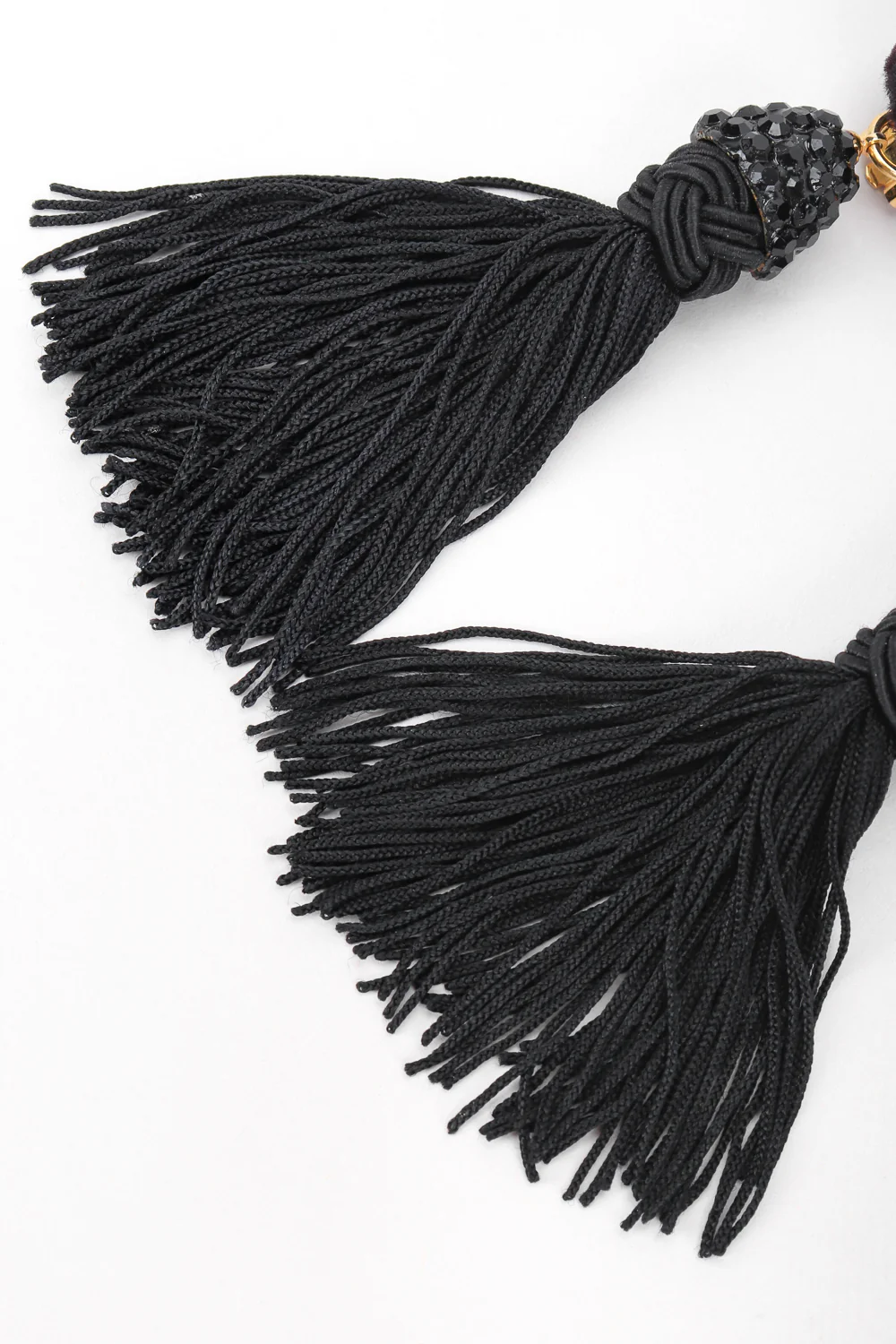 Black Rhinestone Tassel Earrings - Image 2