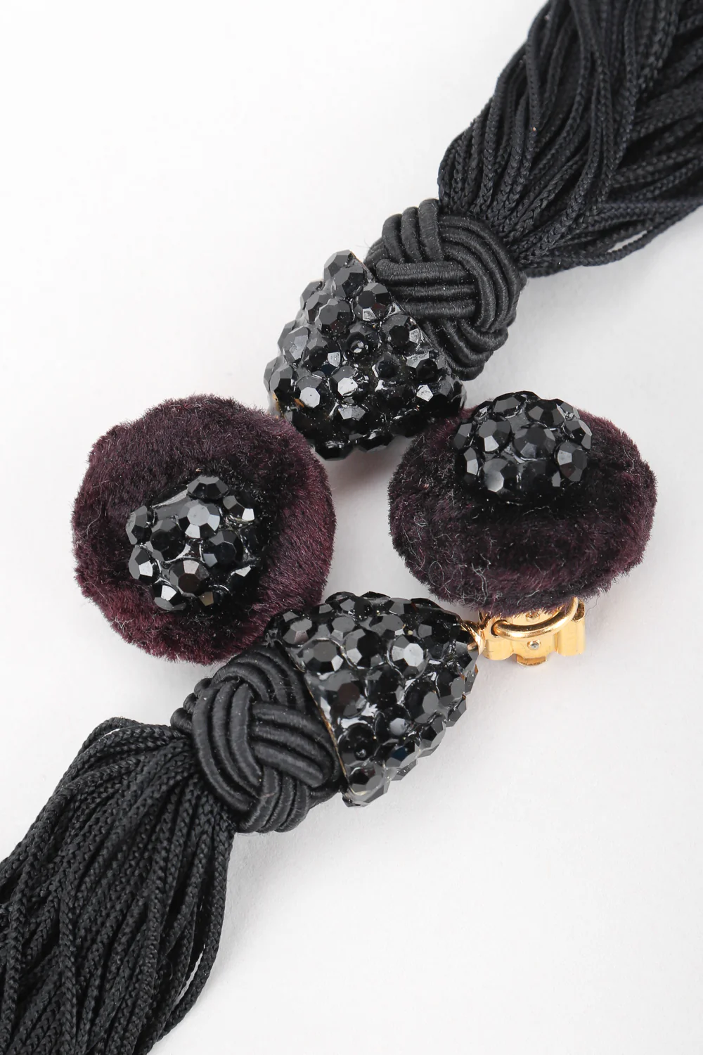 Black Rhinestone Tassel Earrings - Image 5