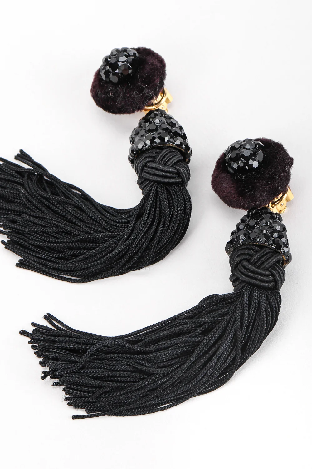 Black Rhinestone Tassel Earrings - Image 6