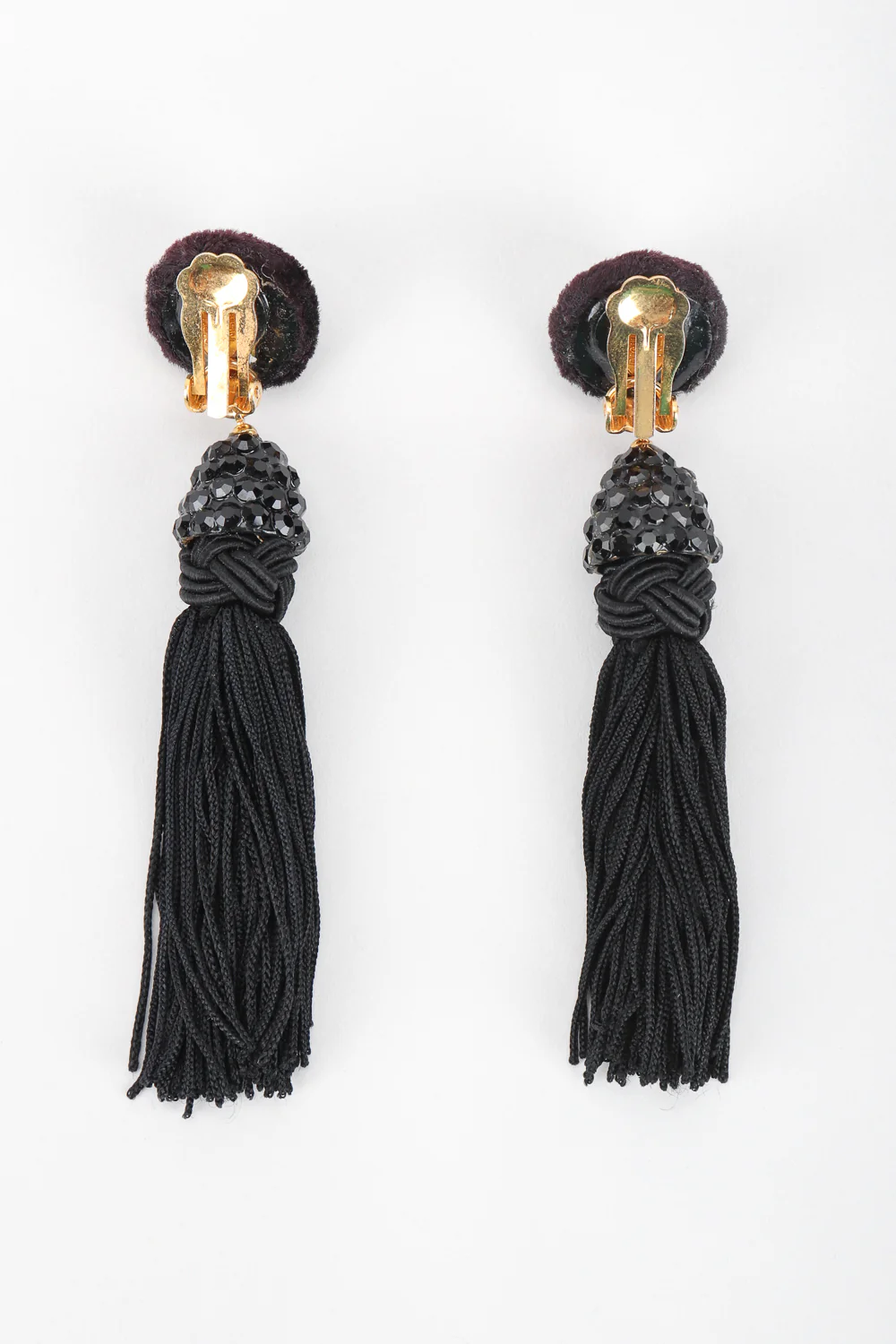 Black Rhinestone Tassel Earrings - Image 7