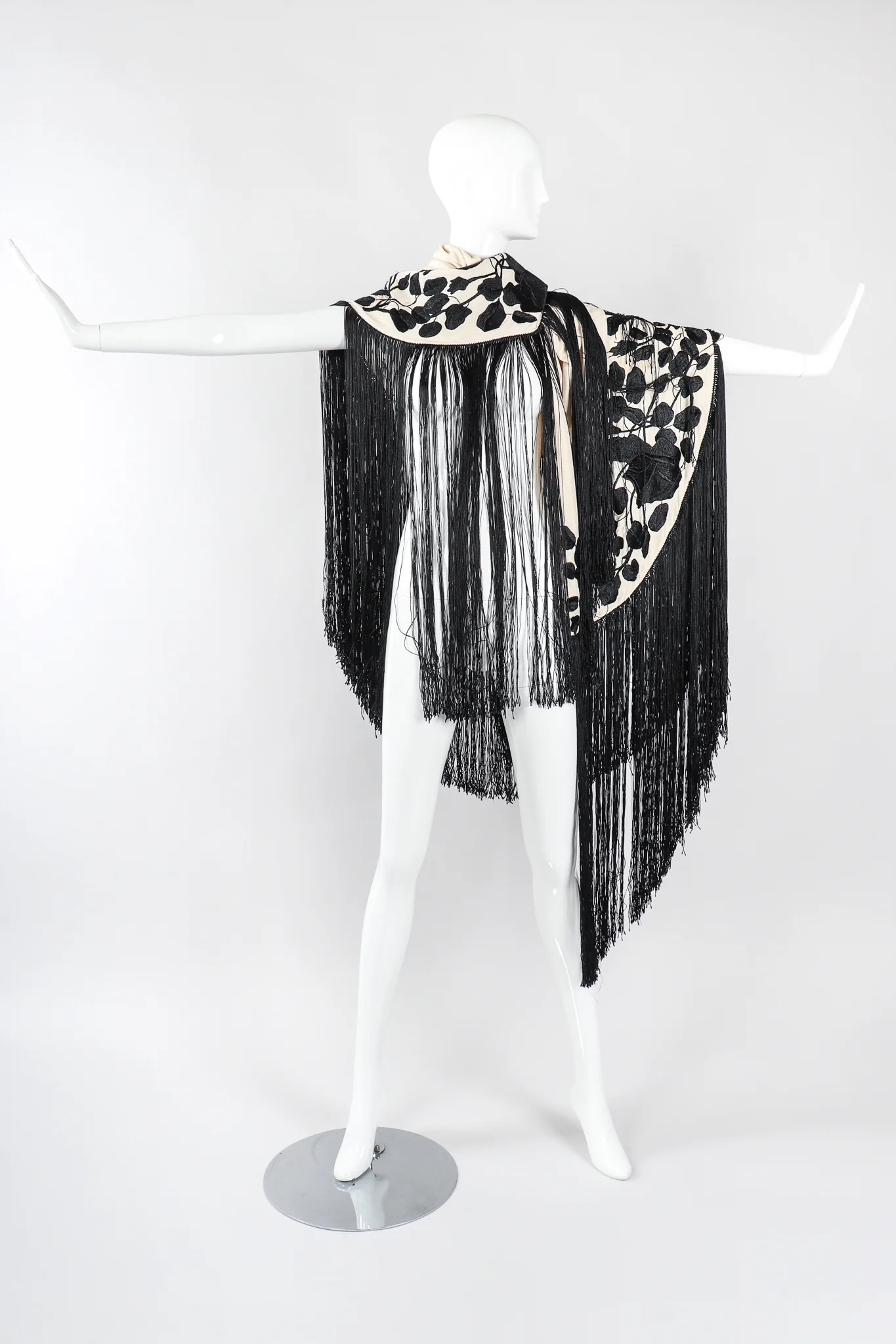 Black Roses Fringed Shawl