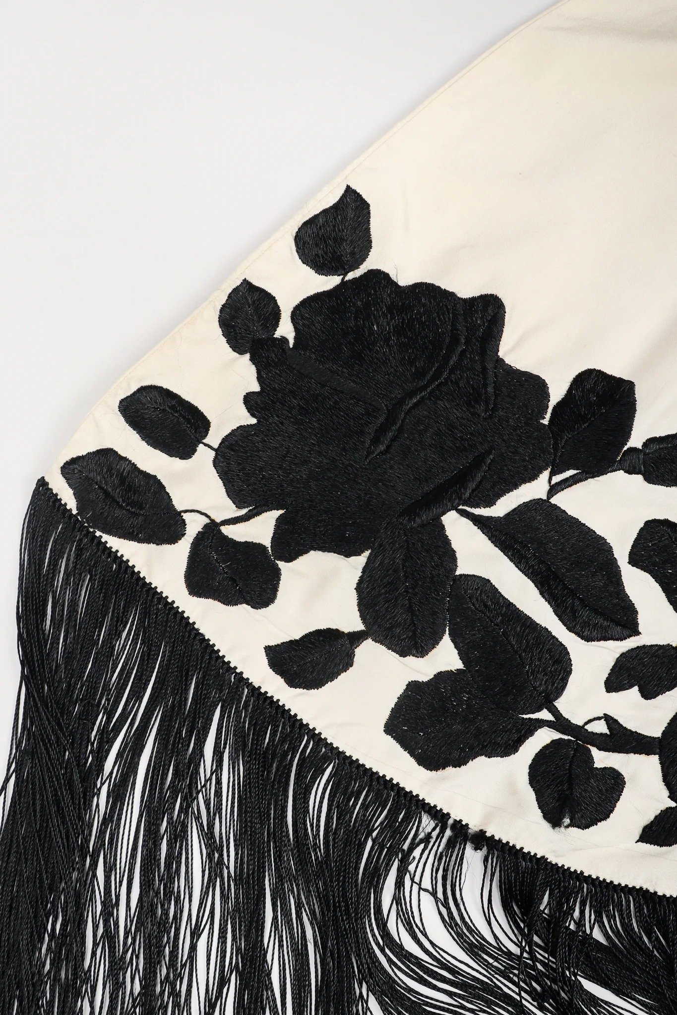 Black Roses Fringed Shawl - Image 10