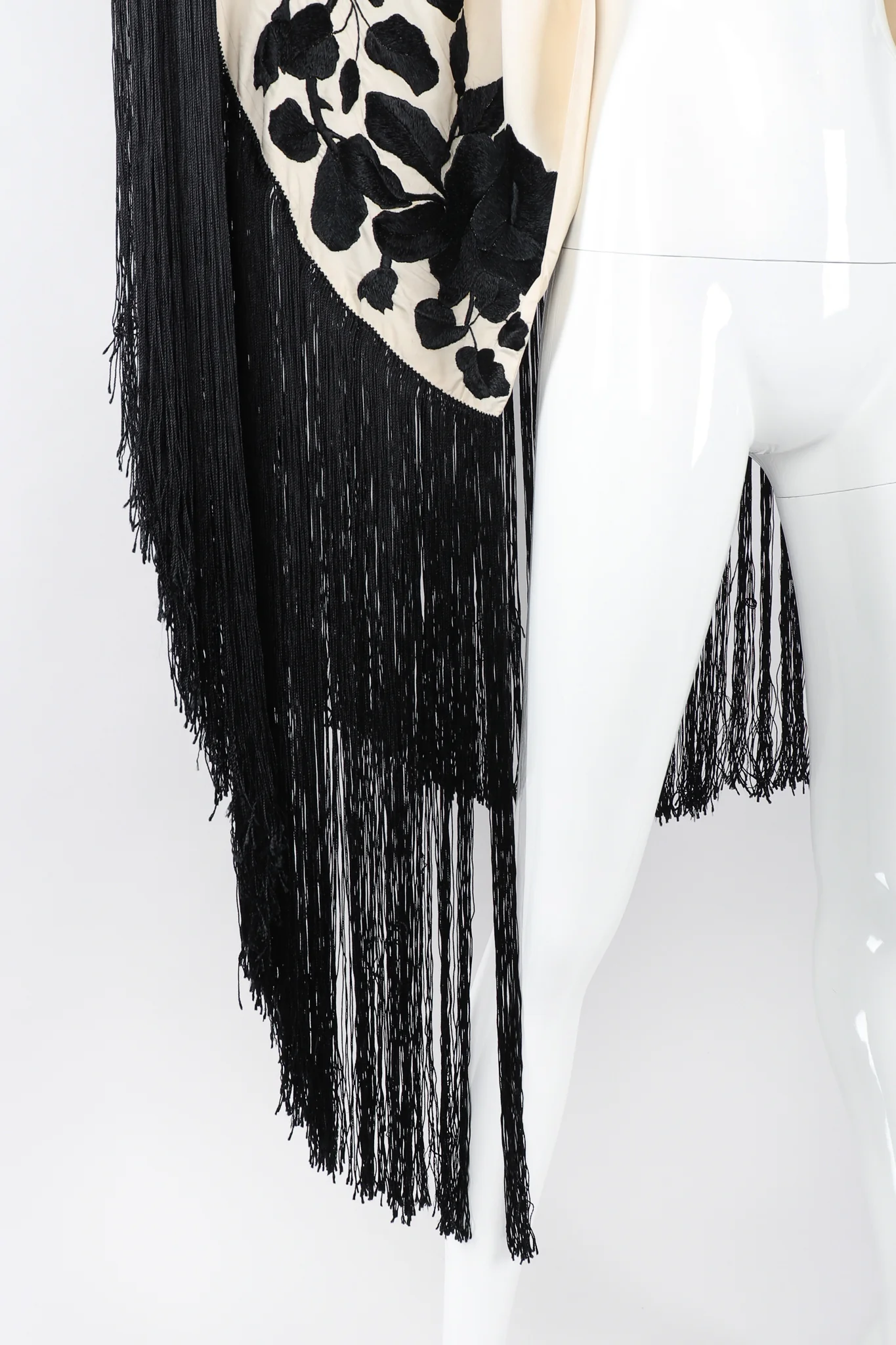 Black Roses Fringed Shawl - Image 5