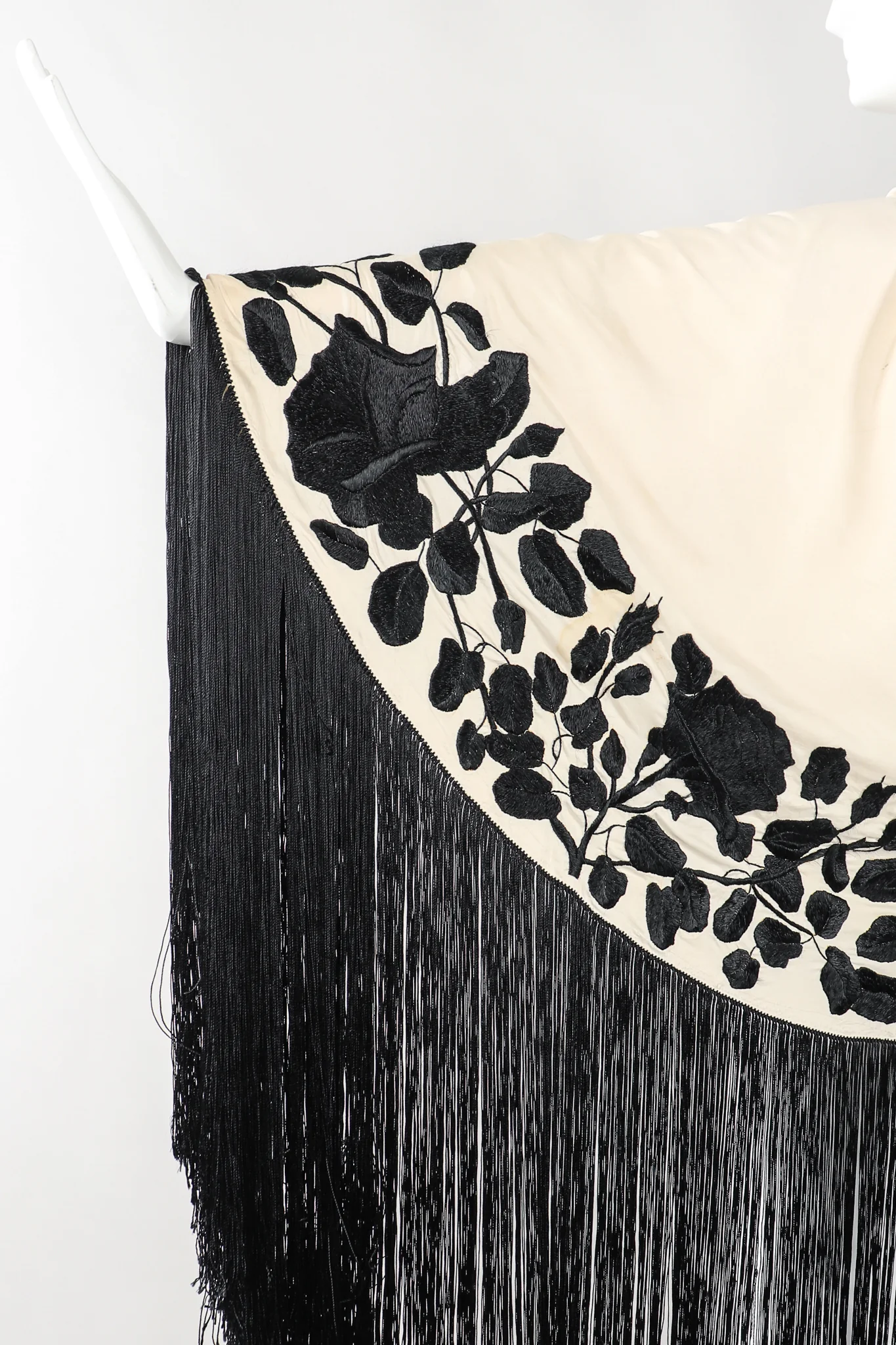 Black Roses Fringed Shawl - Image 6