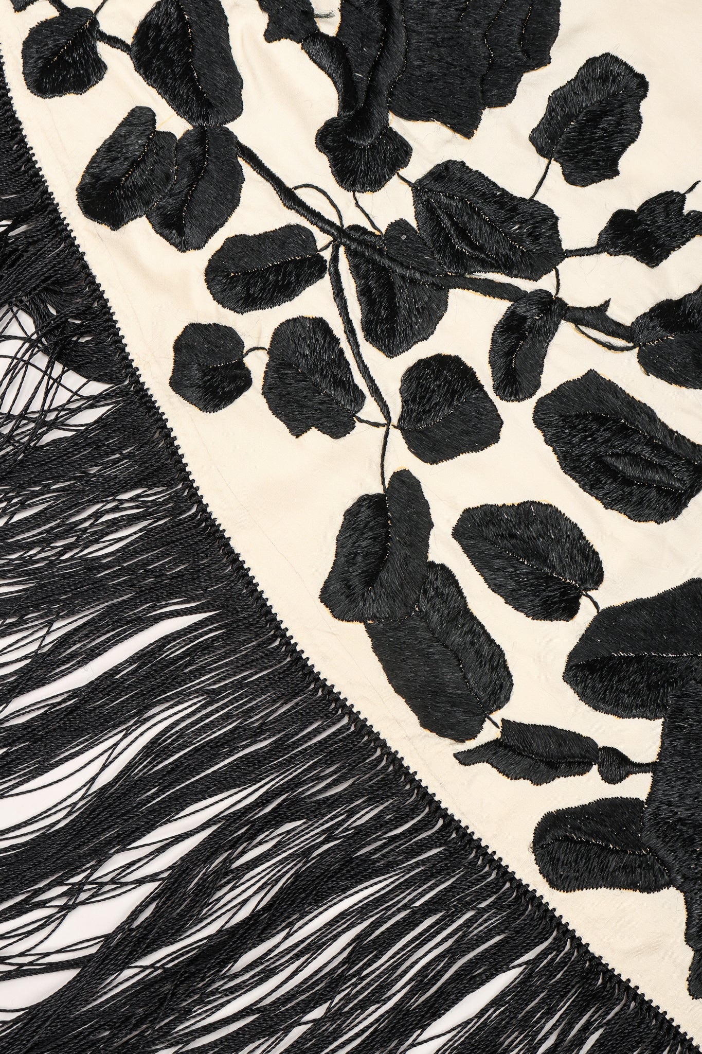Black Roses Fringed Shawl - Image 8