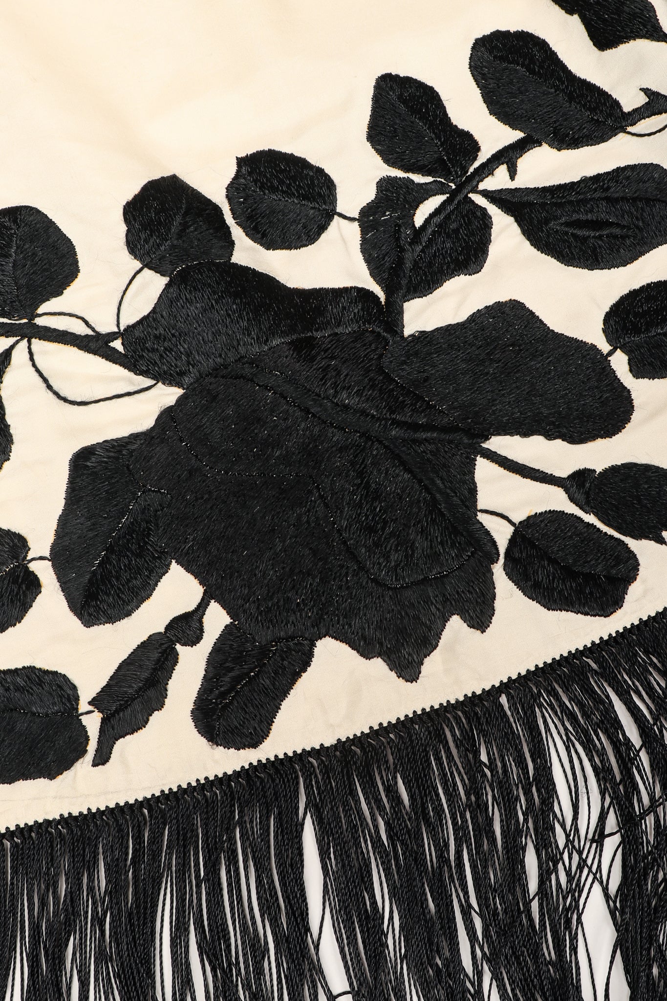 Black Roses Fringed Shawl - Image 9