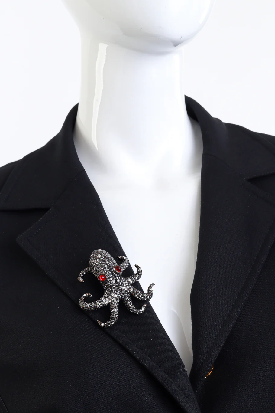 Black Sea Rhinestone Octopus Brooch - Image 2