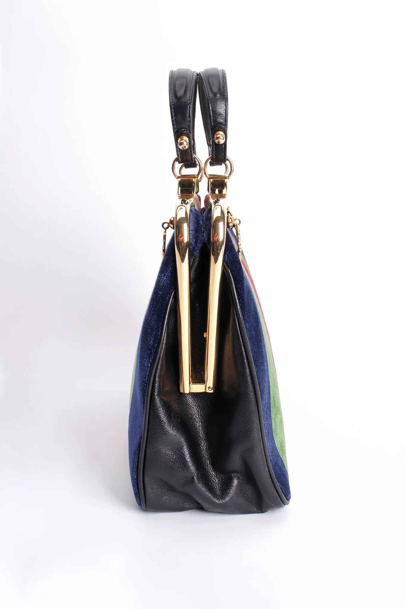 Block-Striped Velvet Frame Bag - Image 8