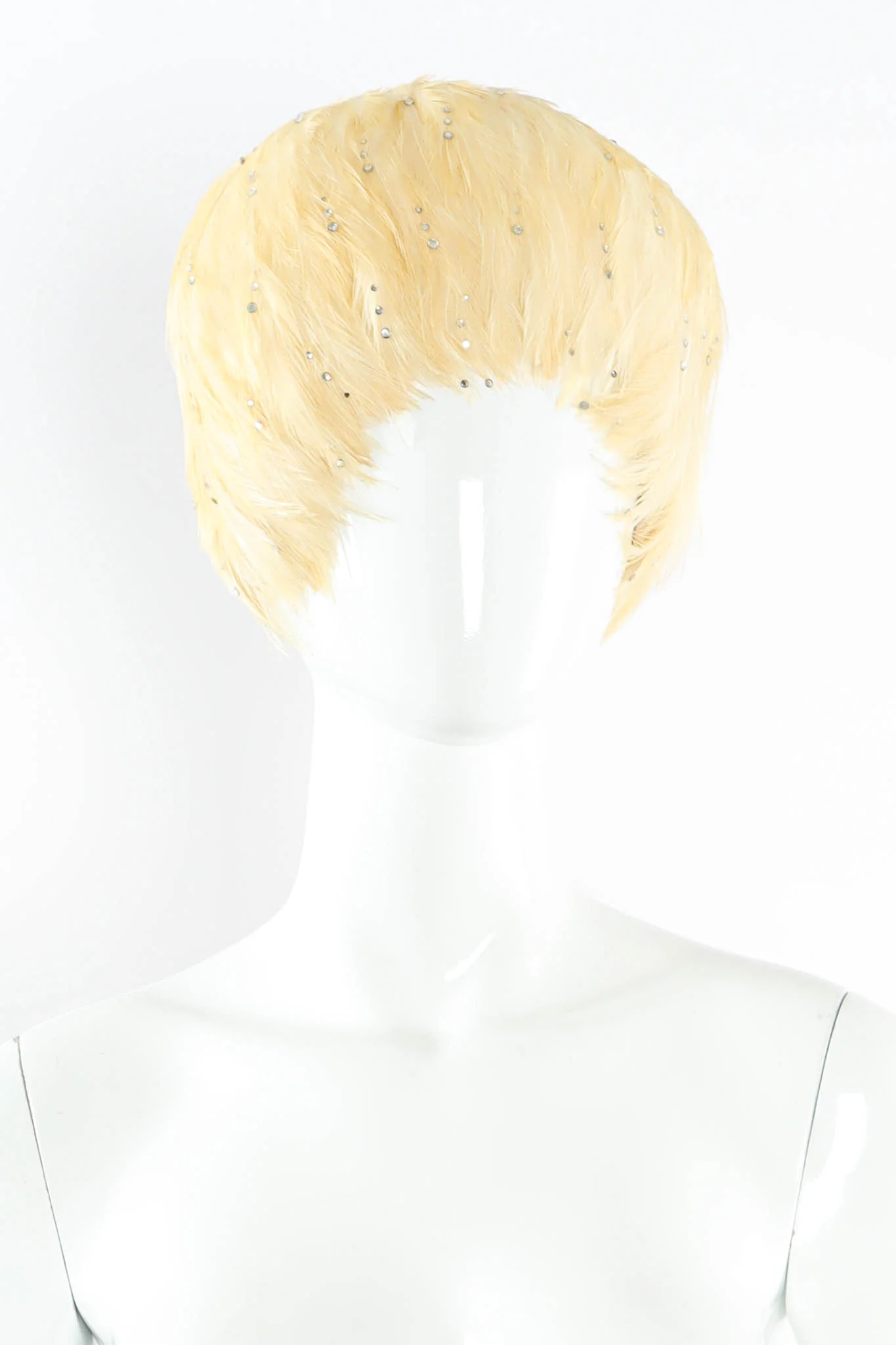 Blonde Rhinestone Feather Hat