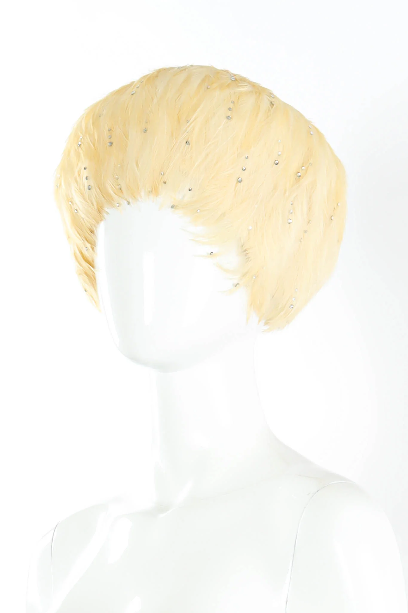 Blonde Rhinestone Feather Hat - Image 2