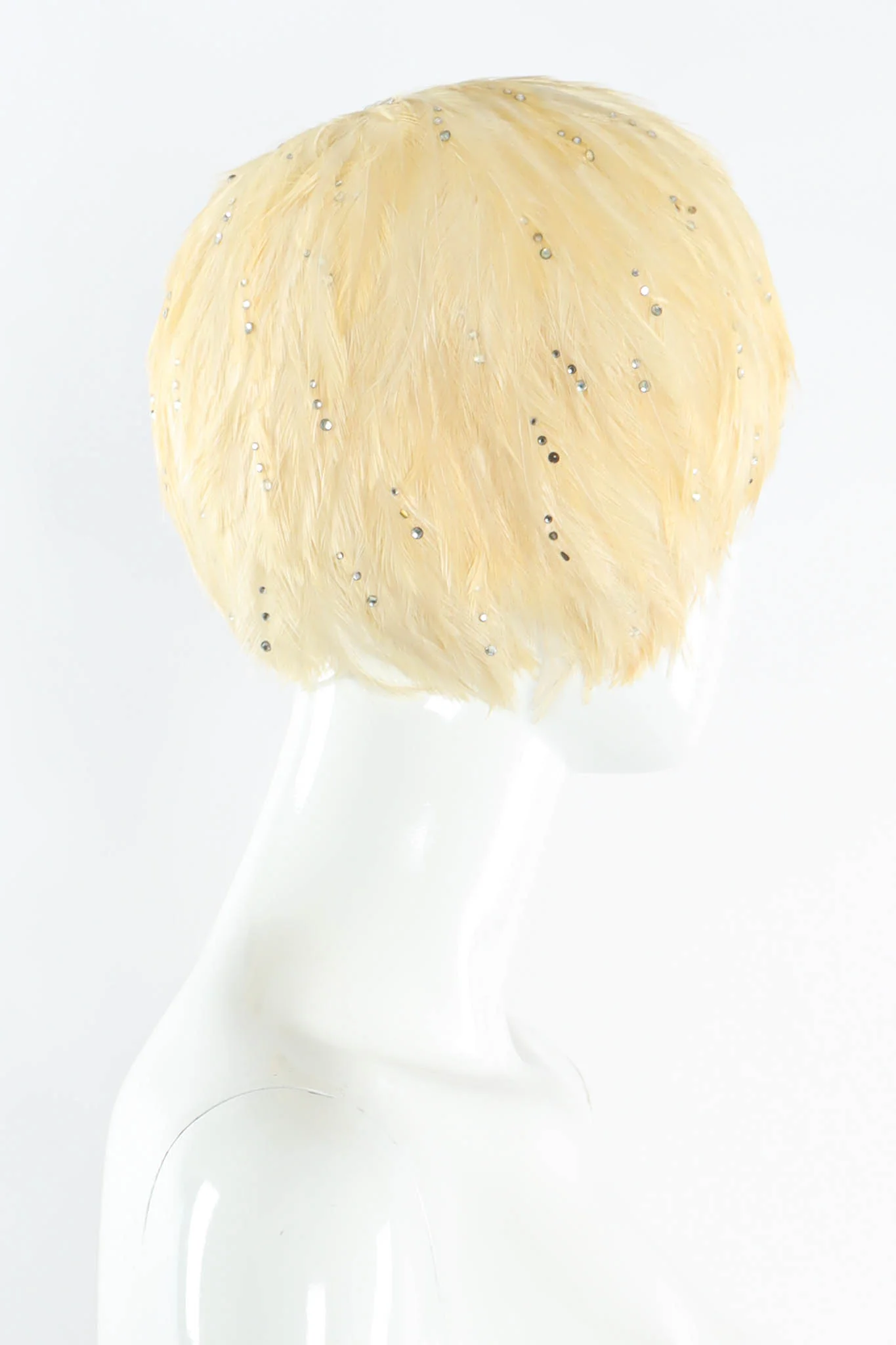 Blonde Rhinestone Feather Hat - Image 3