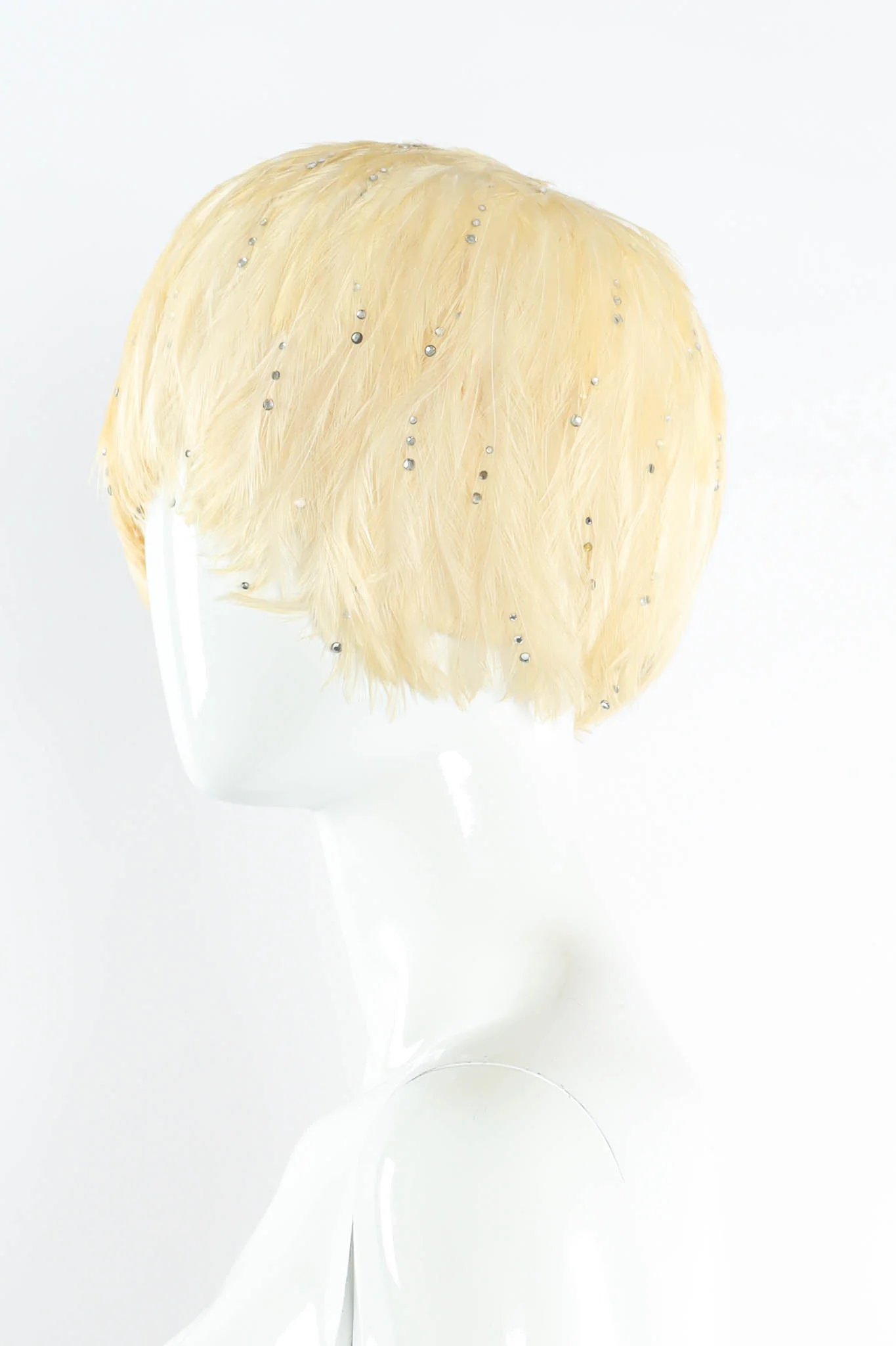 Blonde Rhinestone Feather Hat - Image 4