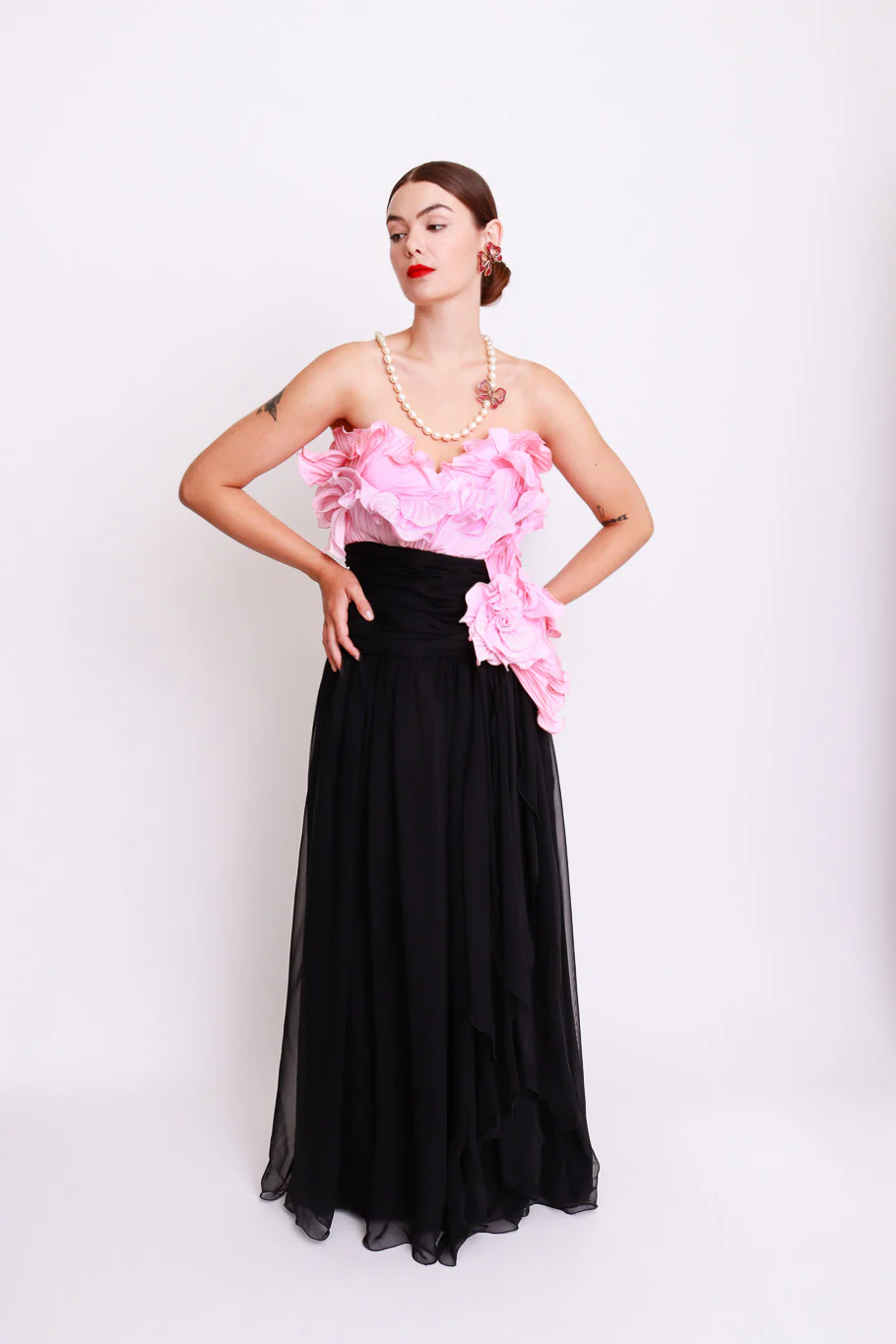 Blossoming Ruched Evening Gown - Image 2