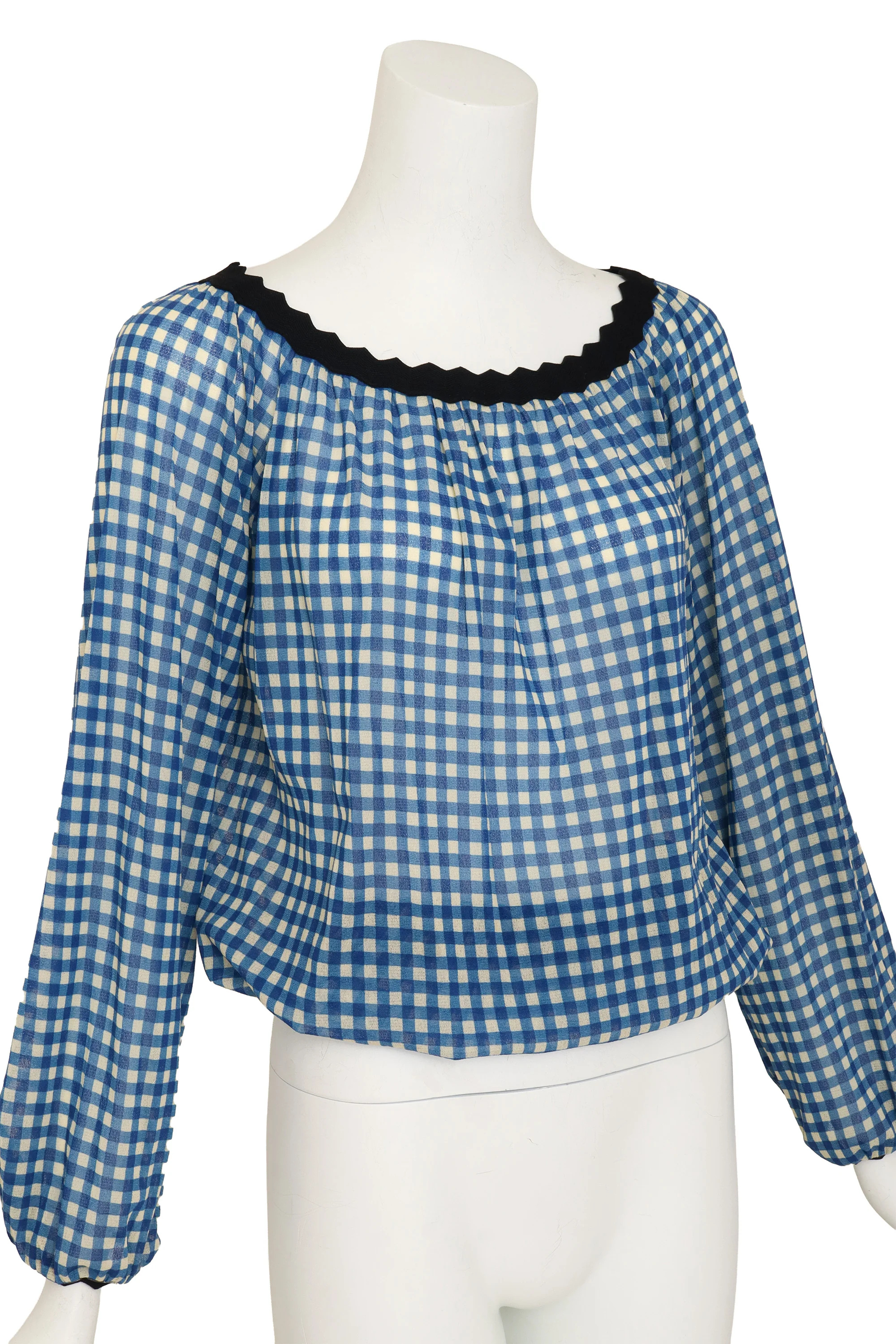 Blouson Gingham Mesh Top - Image 2