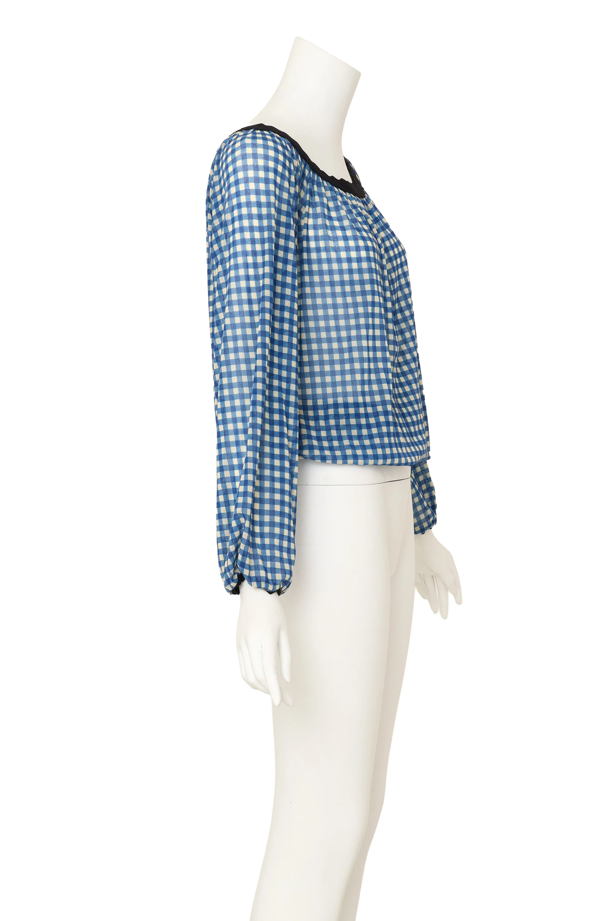 Blouson Gingham Mesh Top - Image 3