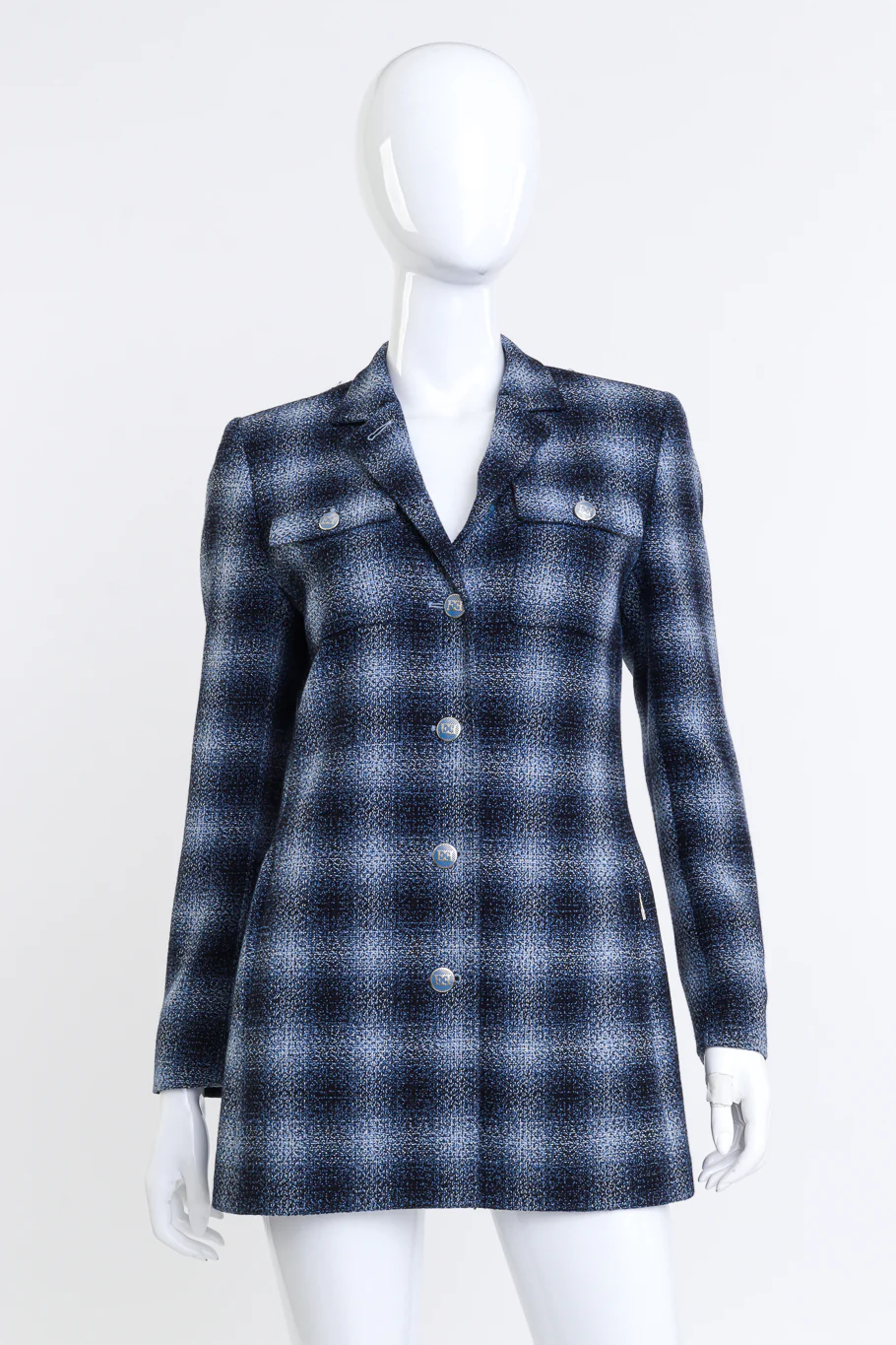 Blue Check Longline Jacket - Image 3