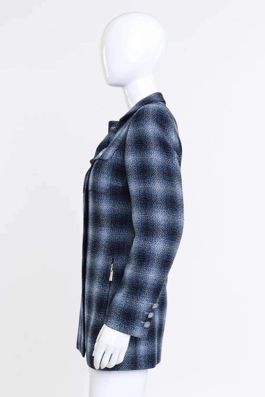 Blue Check Longline Jacket - Image 4