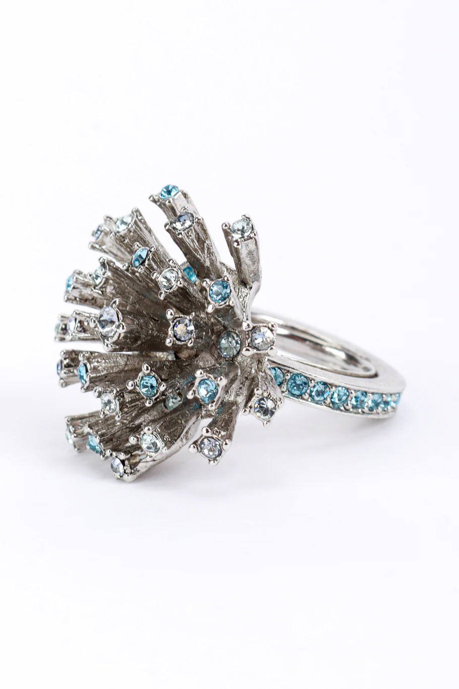 Blue Firework Burst Cocktail Ring - Image 3