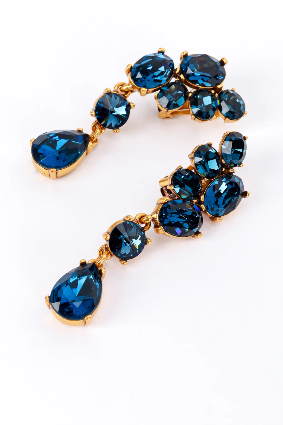 Blue Gem Cluster Drop Earrings - Image 3