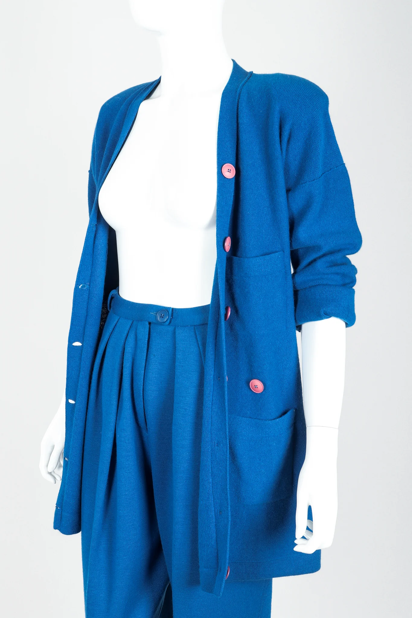 Blue Knit Longline Cardigan & Pant Set - Image 5