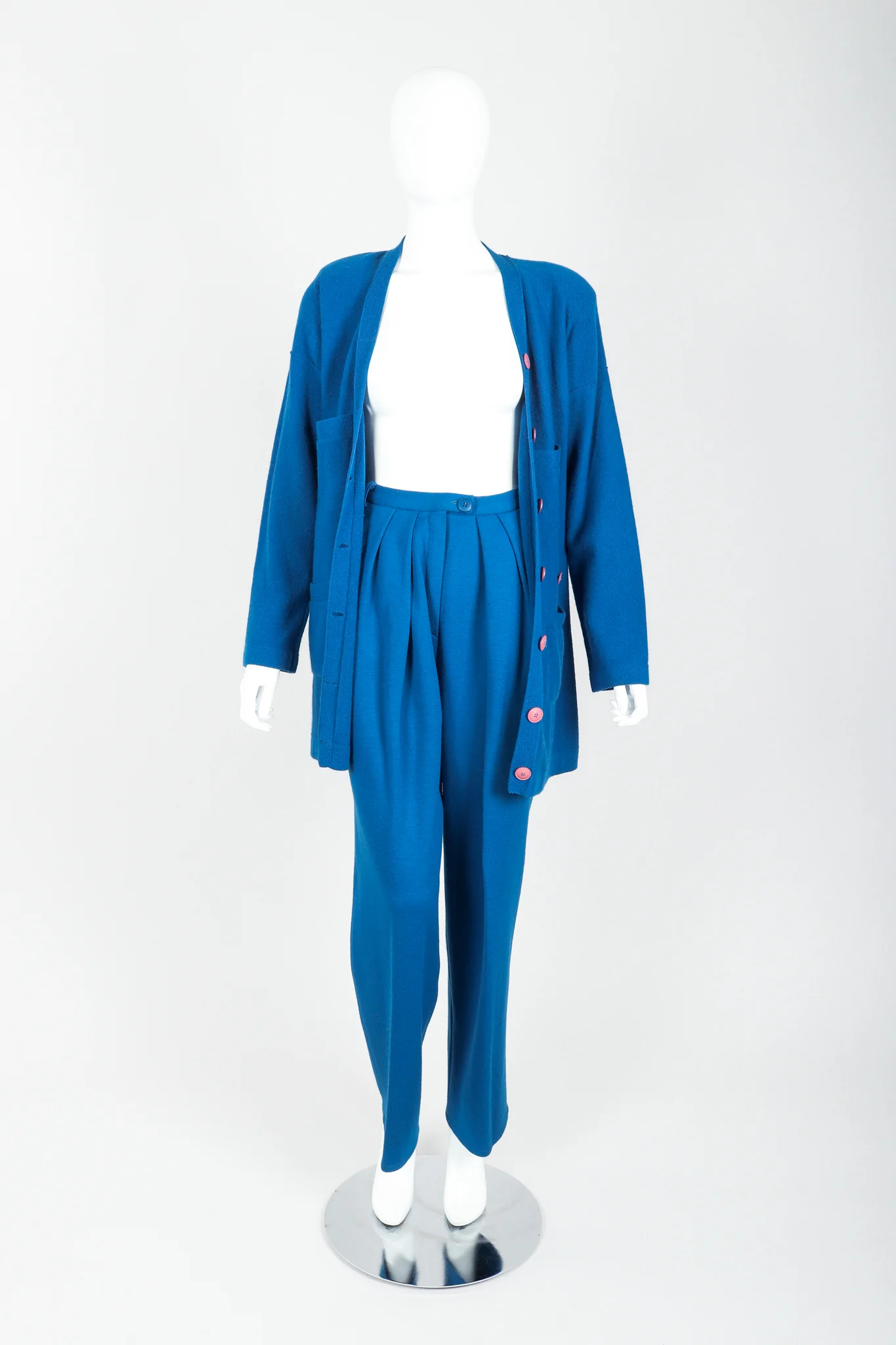 Blue Knit Longline Cardigan & Pant Set - Image 6