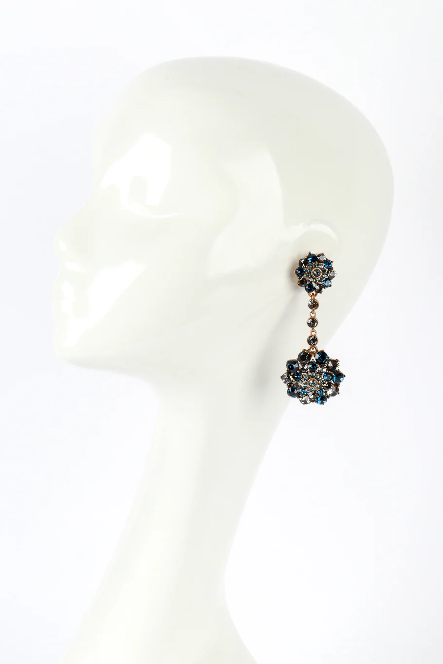 Blues Crystal Floral Starburst Drop Earrings - Image 2