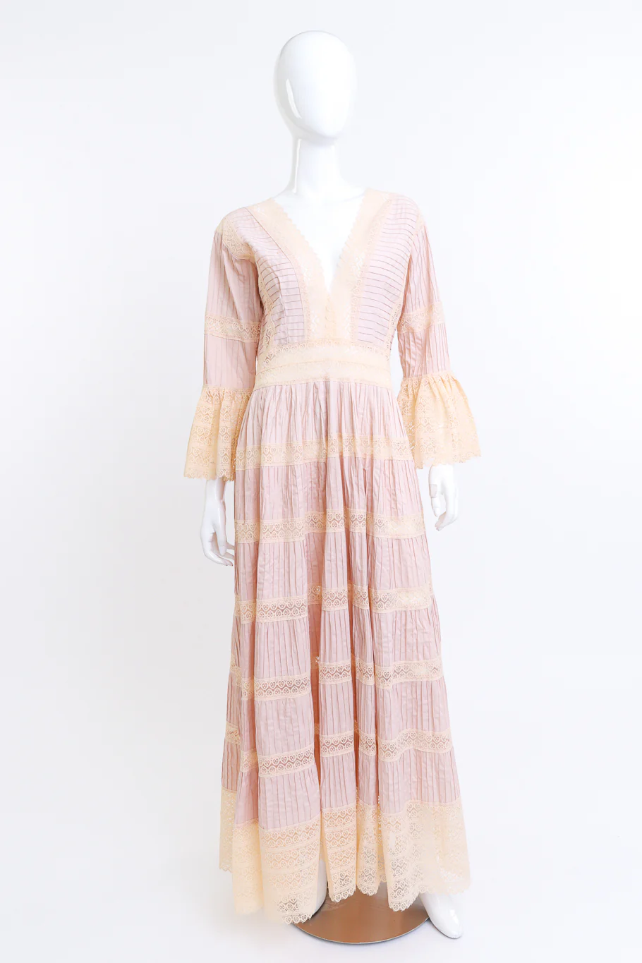 Blush Mexican Pintuck Wedding Dress