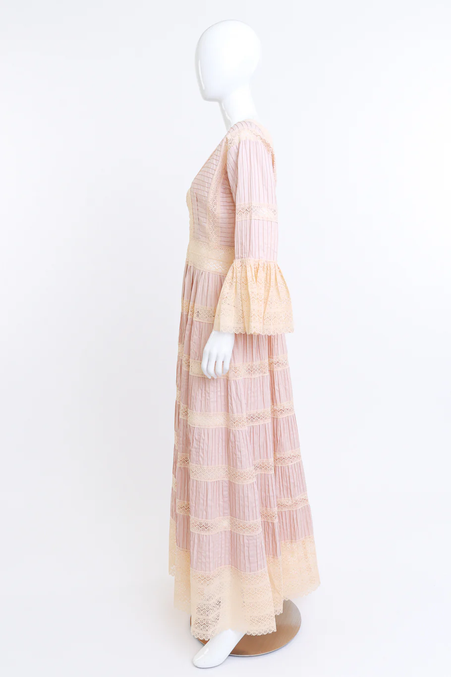 Blush Mexican Pintuck Wedding Dress - Image 2