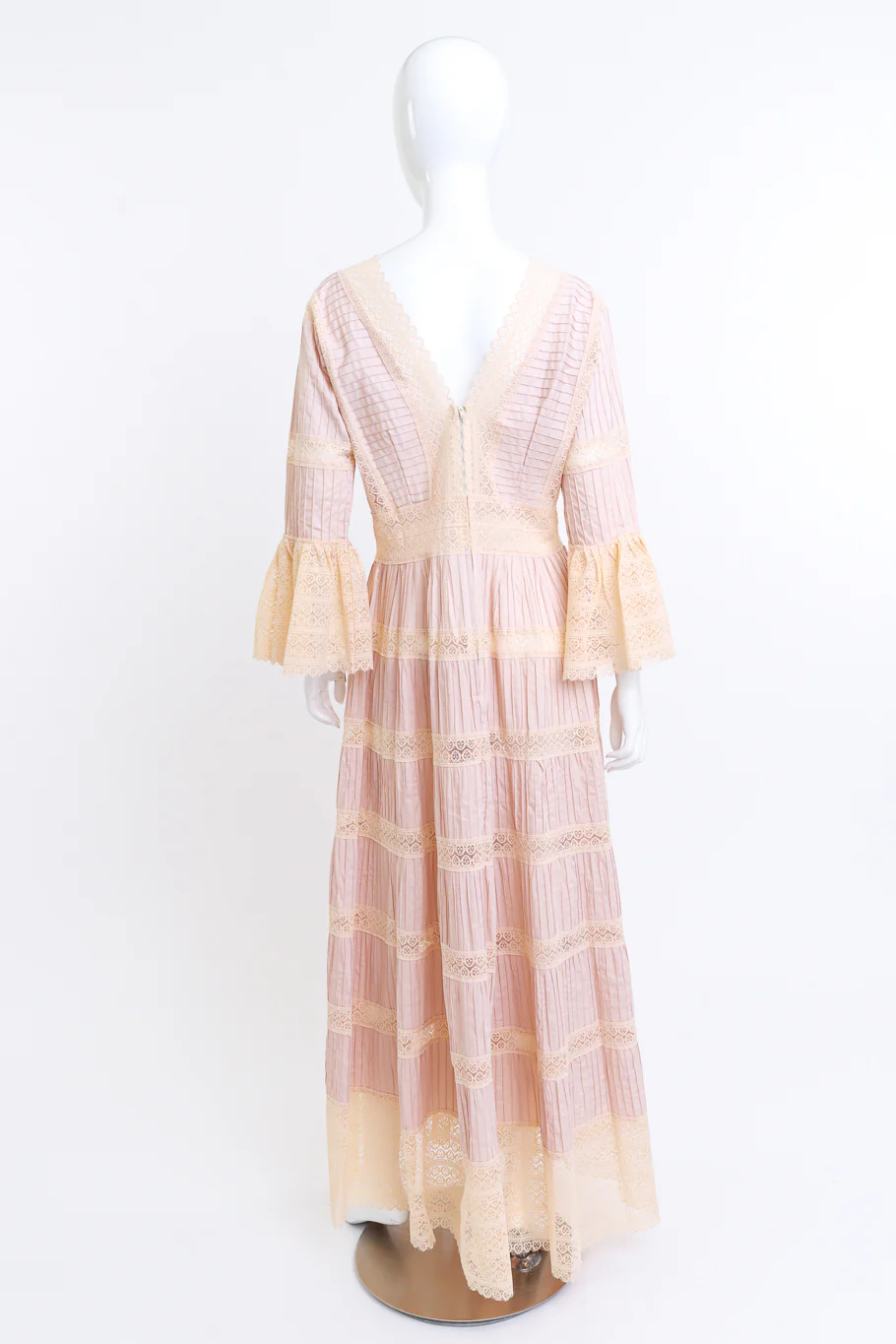 Blush Mexican Pintuck Wedding Dress - Image 3