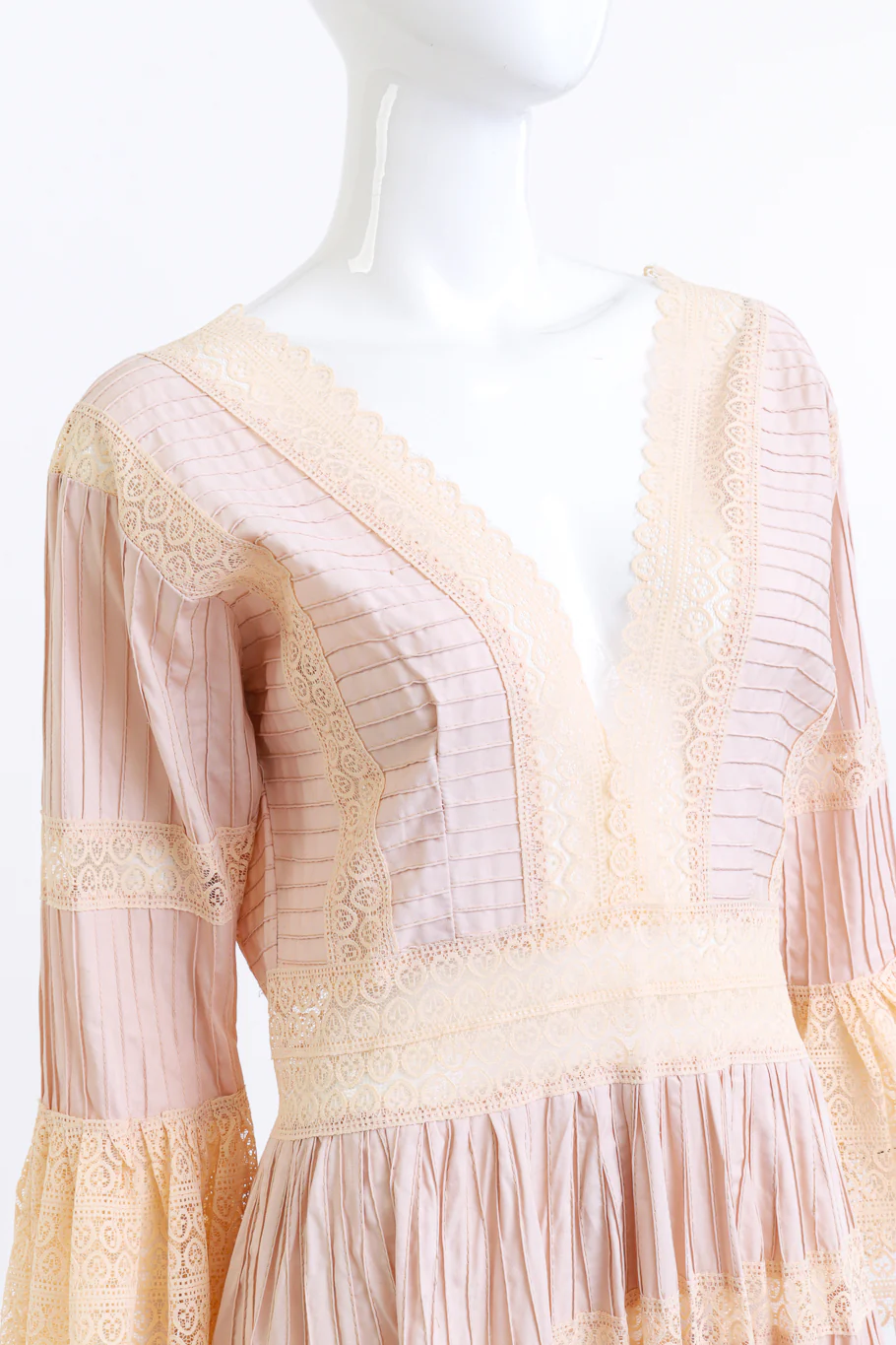 Blush Mexican Pintuck Wedding Dress - Image 4