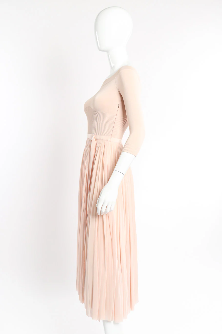 Boatneck Knit Pleated Dress - Image 2
