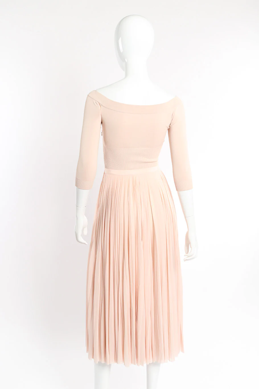 Boatneck Knit Pleated Dress - Image 3