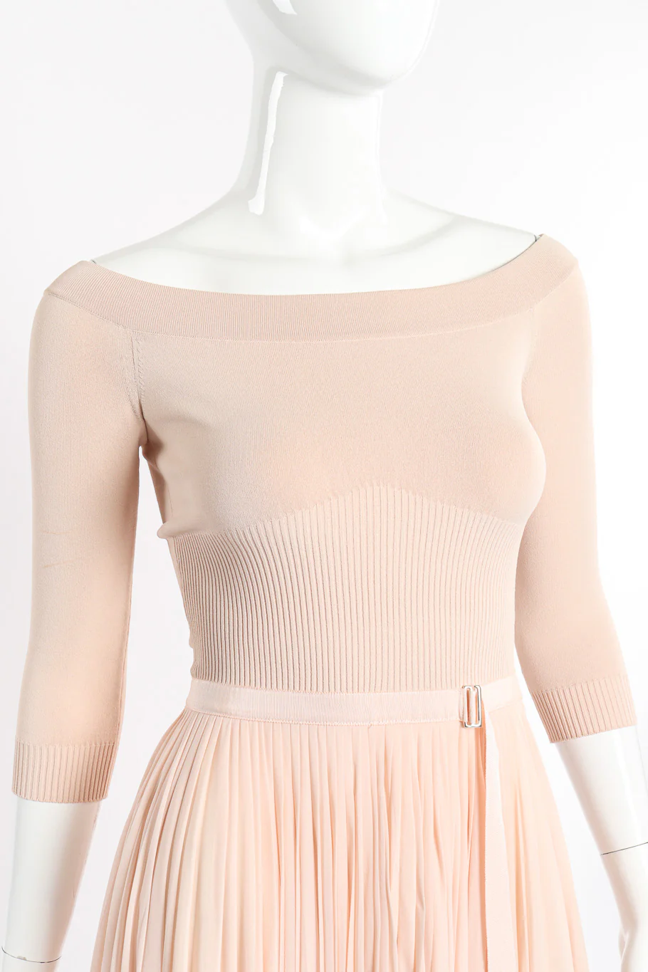 Boatneck Knit Pleated Dress - Image 4