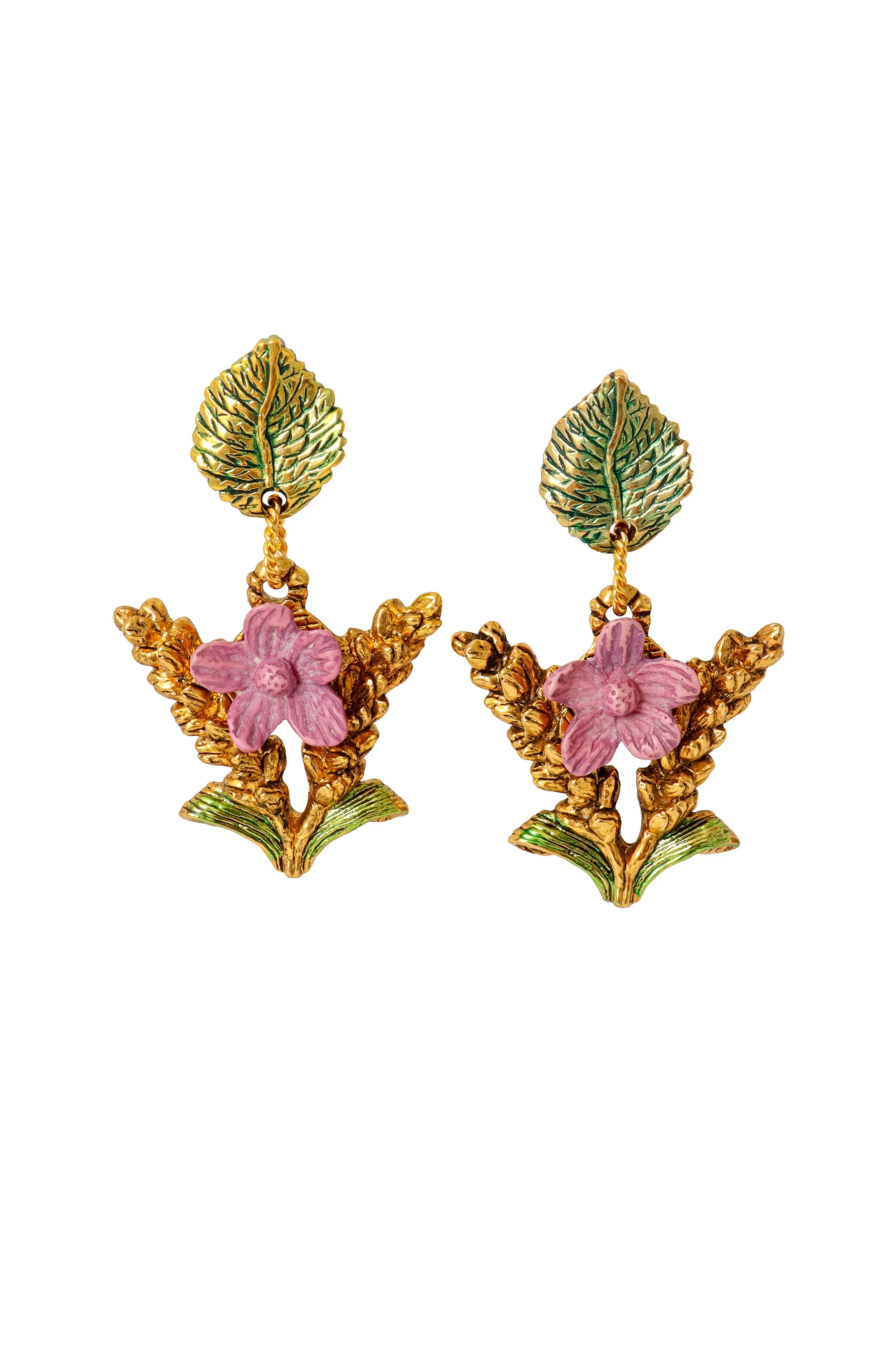 Botanical Enamel Drop Earrings