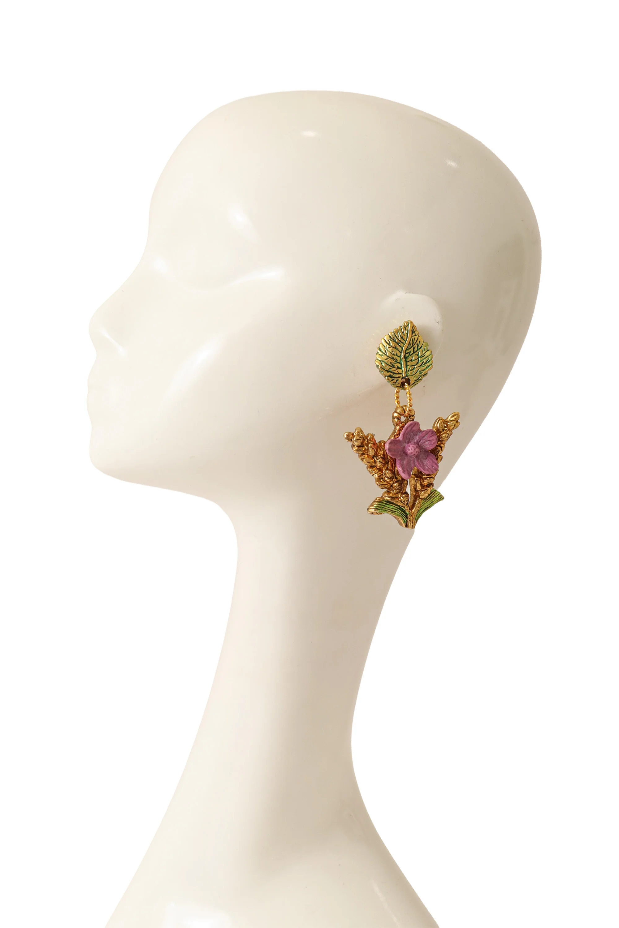 Botanical Enamel Drop Earrings - Image 2
