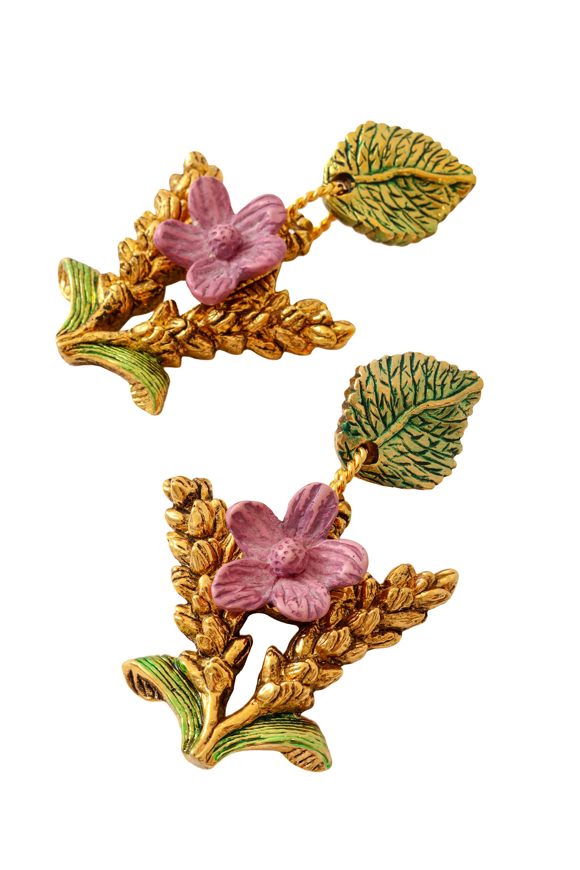 Botanical Enamel Drop Earrings - Image 3