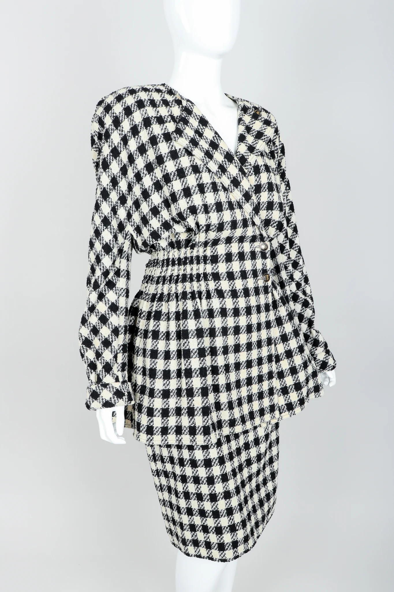 Bouclé Checked Jacket & Skirt Set - Image 3