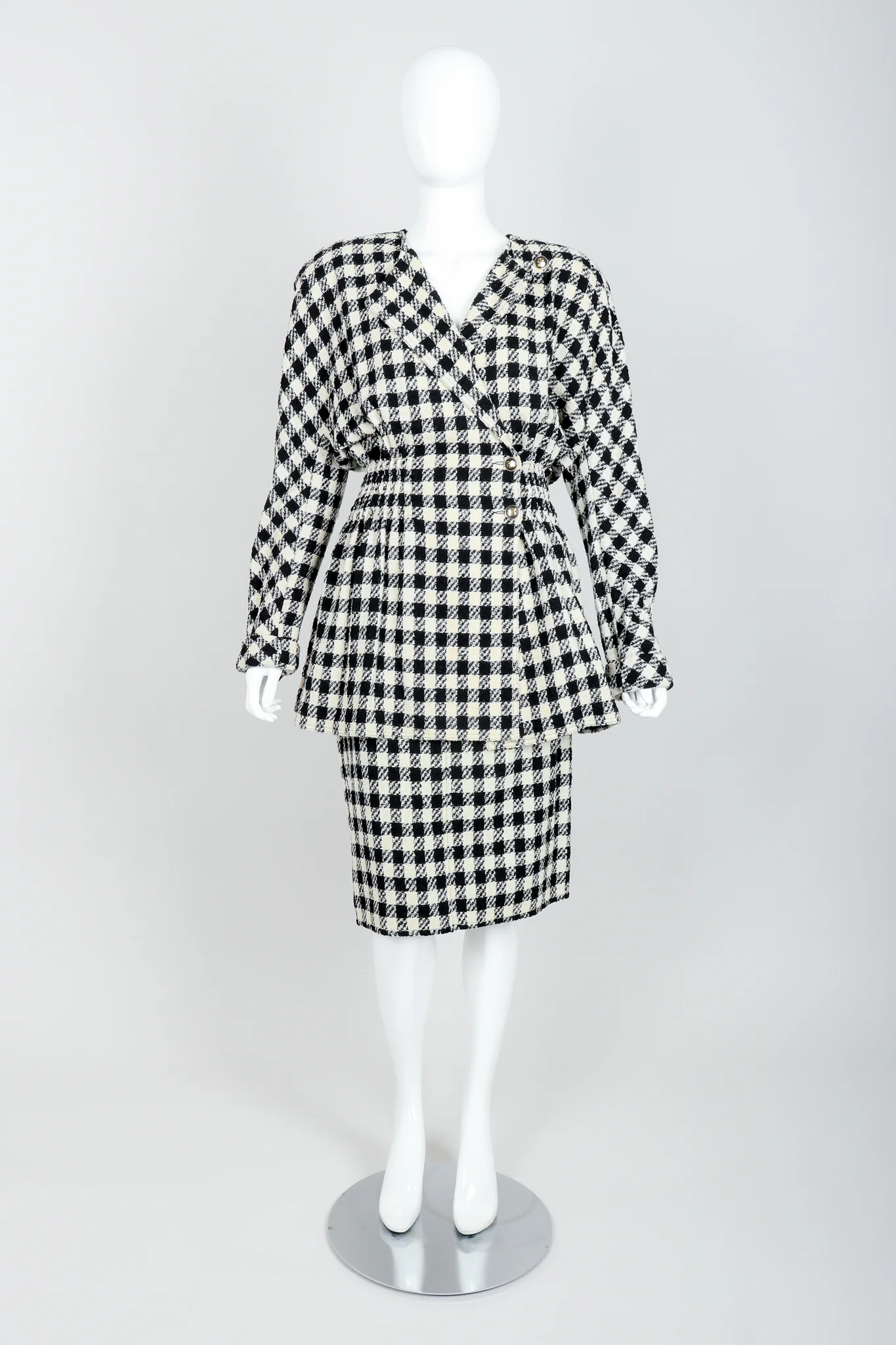 Bouclé Checked Jacket & Skirt Set - Image 5