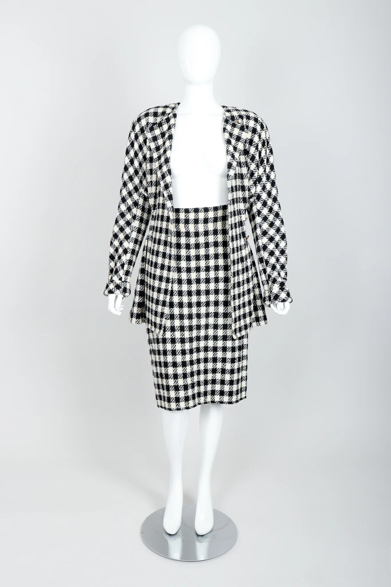 Bouclé Checked Jacket & Skirt Set - Image 6