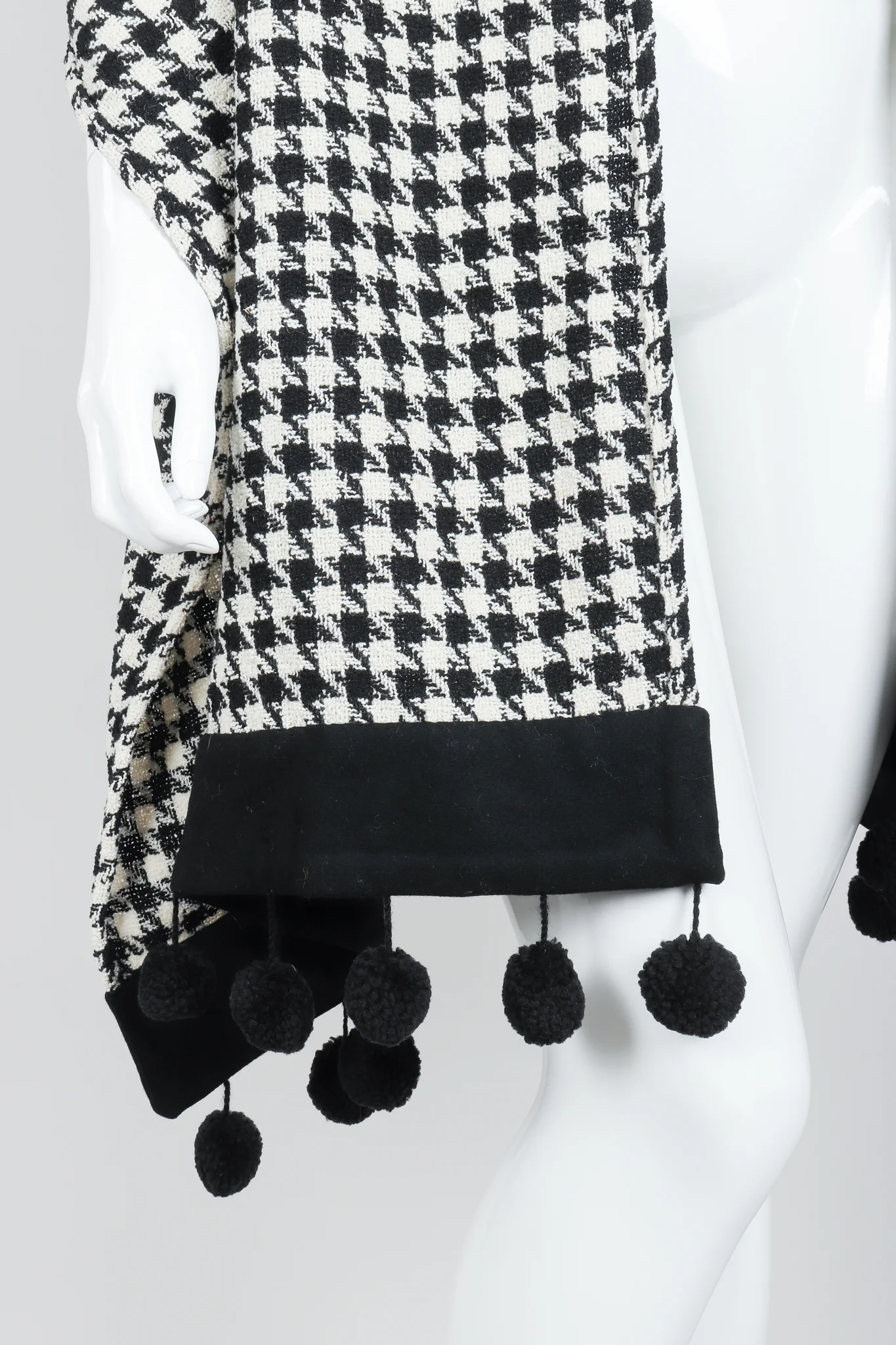 Bouclé Houndstooth Pom Pom Shawl - Image 4