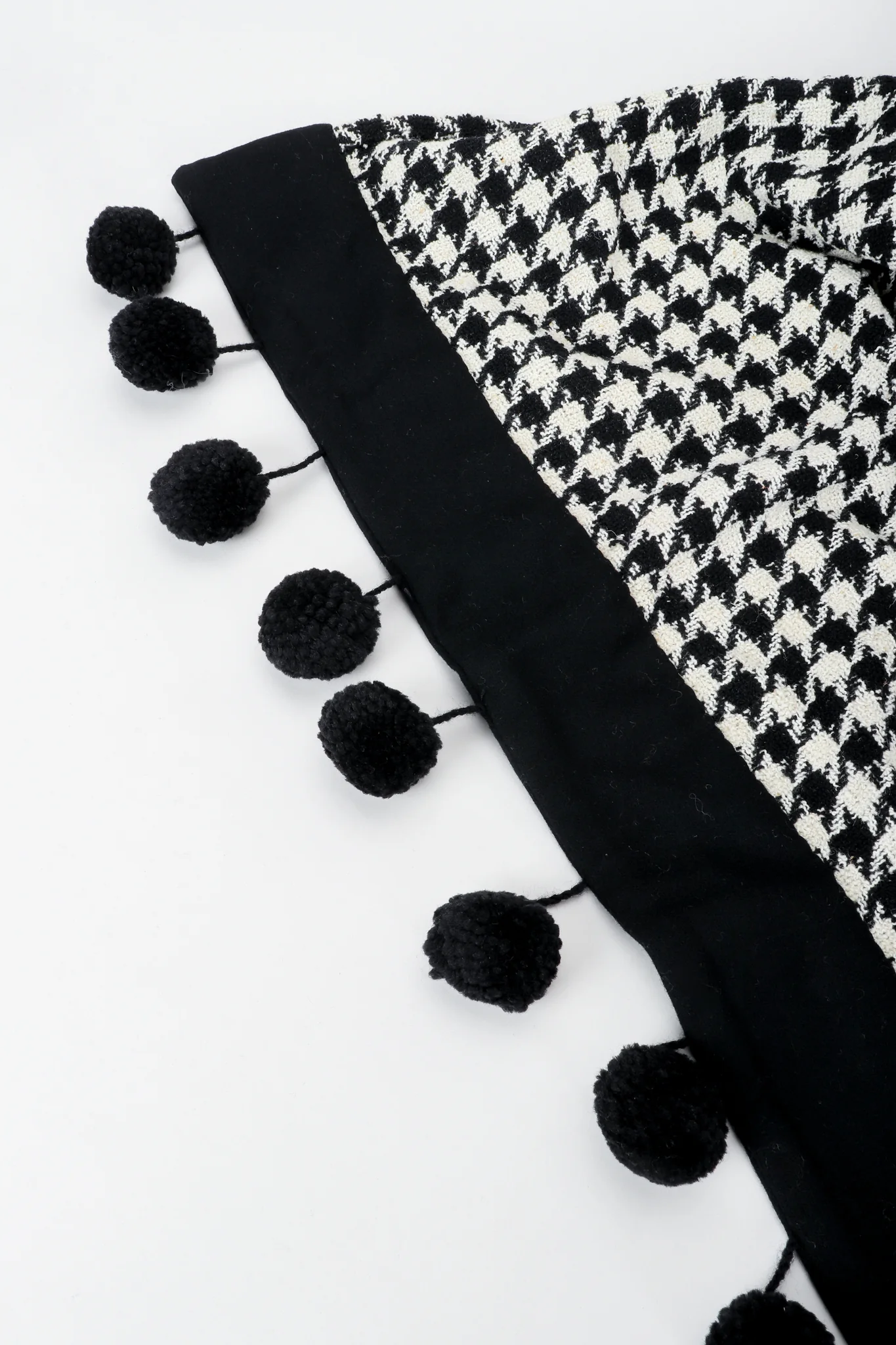 Bouclé Houndstooth Pom Pom Shawl - Image 7