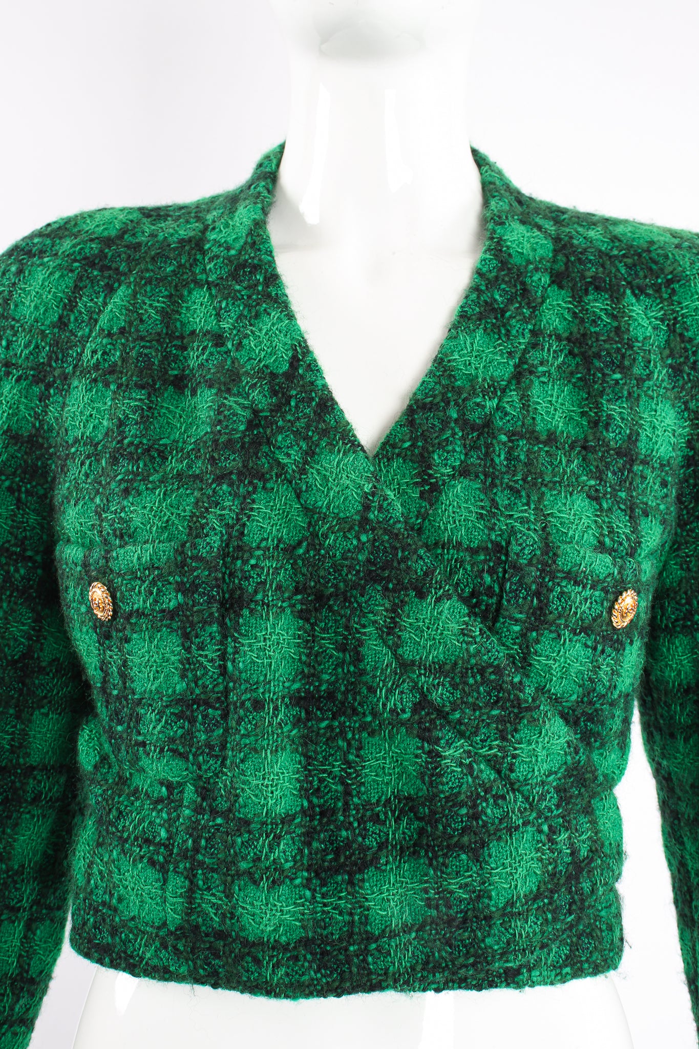 Bouclé Plaid Wrap Jacket - Image 11