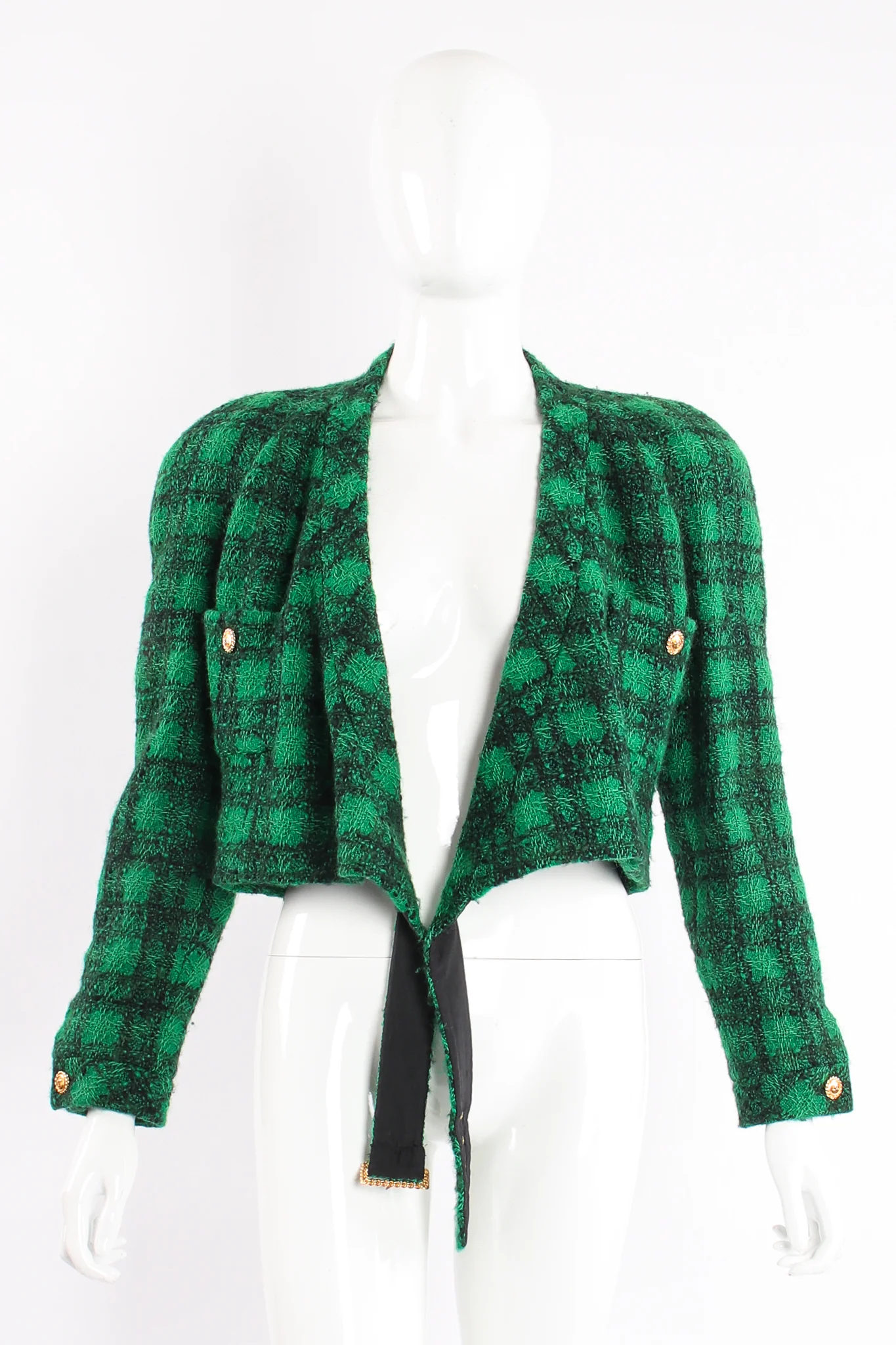 Bouclé Plaid Wrap Jacket - Image 12