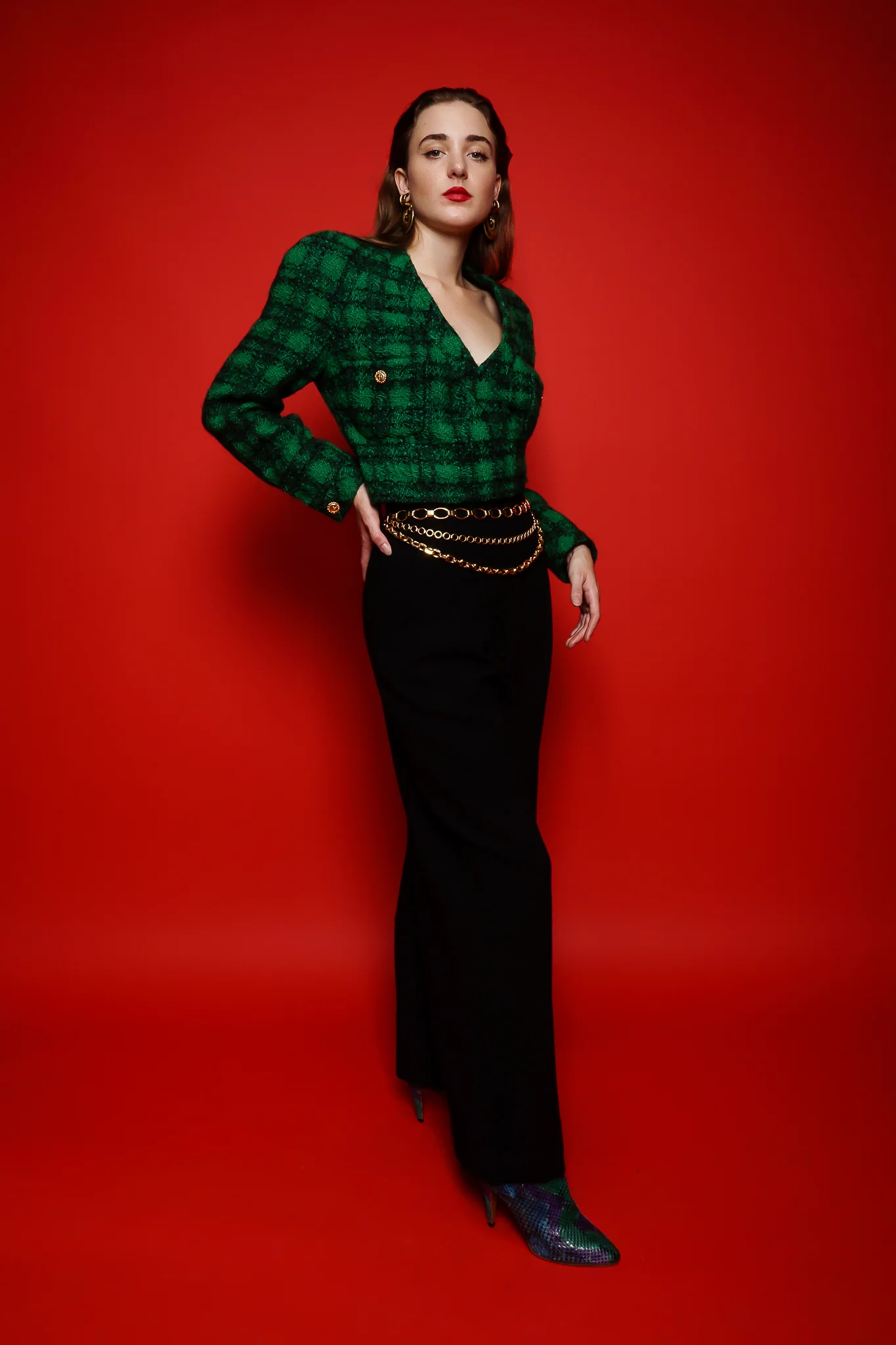 Bouclé Plaid Wrap Jacket - Image 4