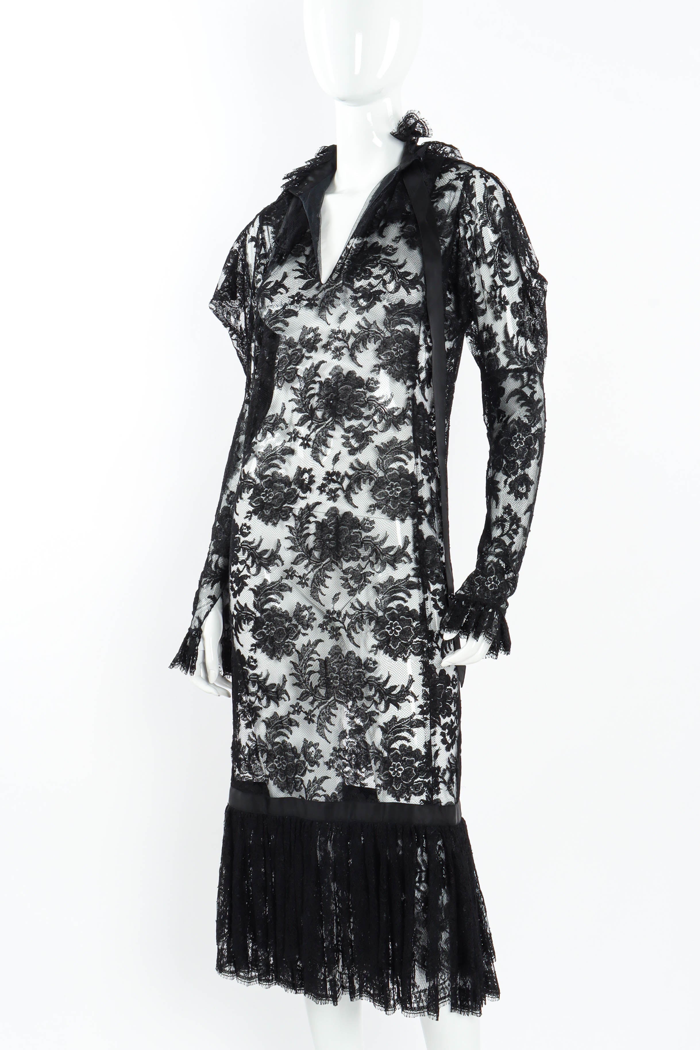 Sheer Lace Bow Dress - Image 2